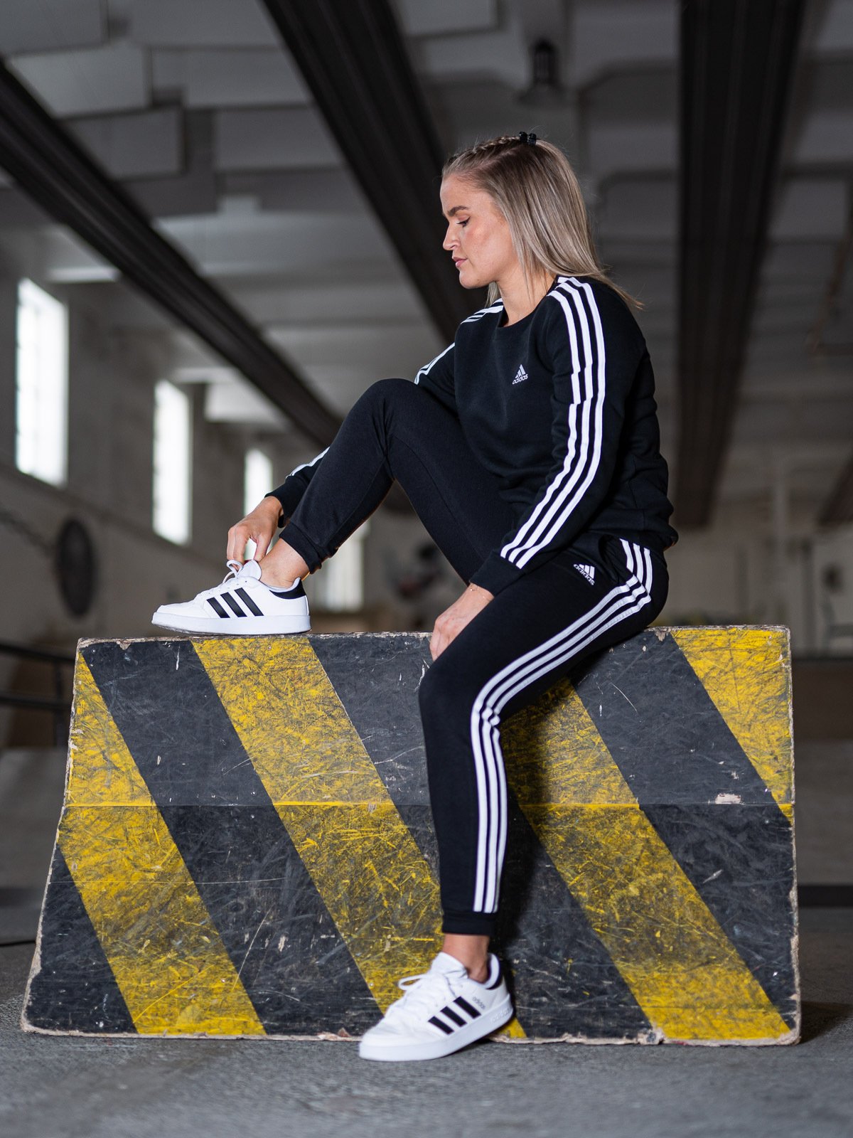 adidas 3-Stripes French Terry Pant Black/ White