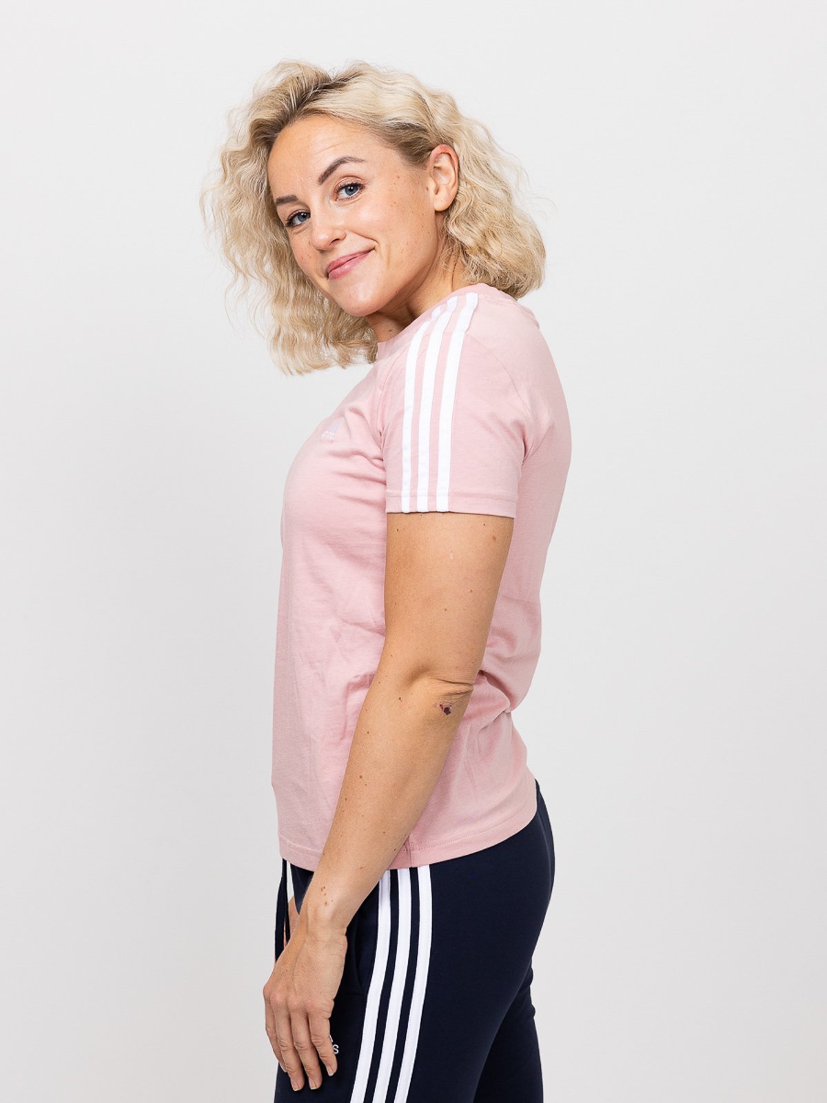 adidas 3-Stripes Cotton Tee Wonder Mauve / White