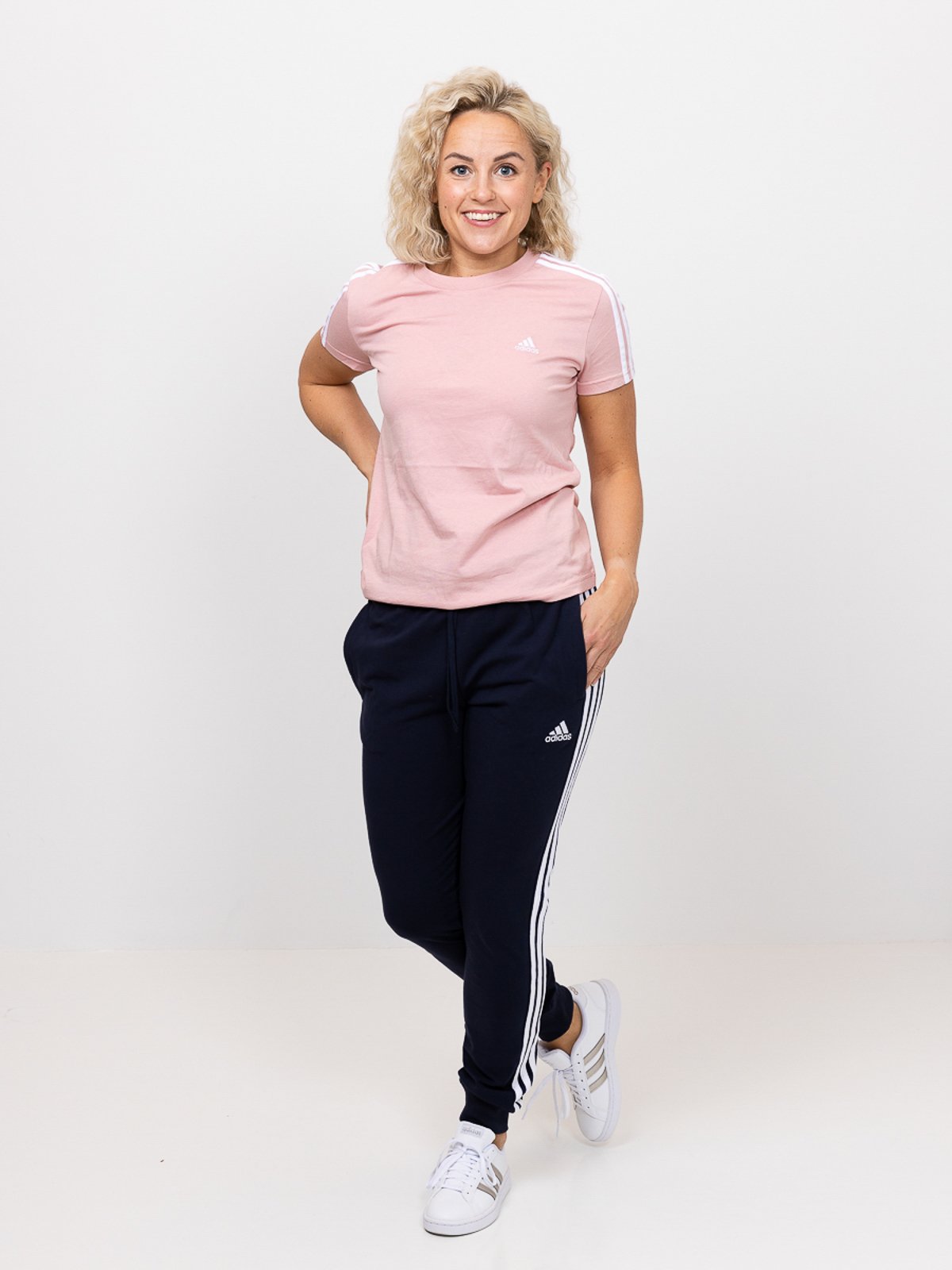 adidas 3-Stripes Cotton Tee Wonder Mauve / White