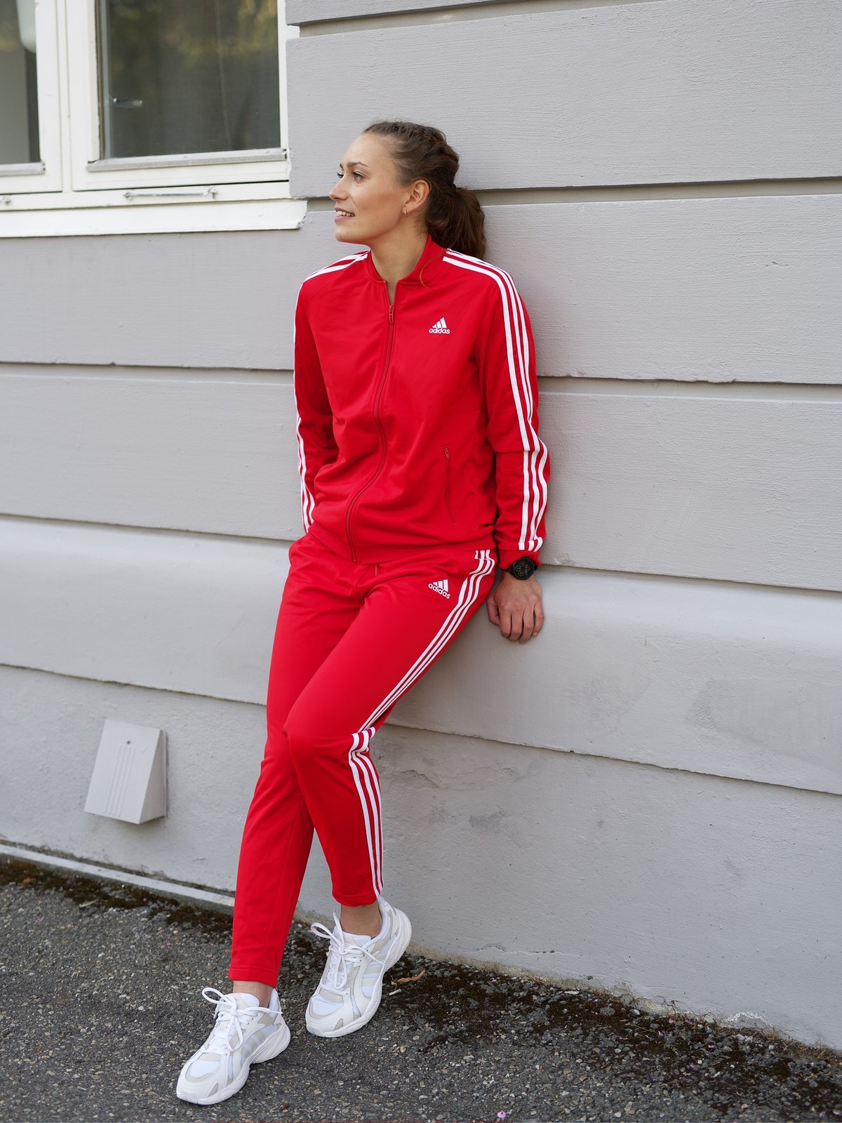 adidas 3-Stripes Tracksuit Red