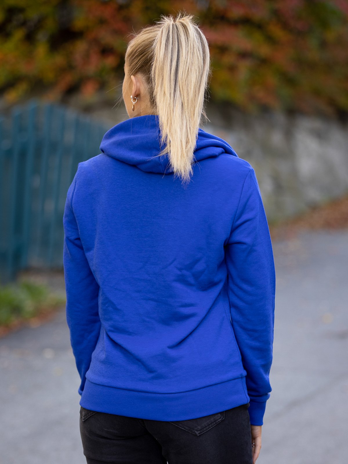 adidas Big Logo French Teddy Hoodie Bold Blue / White