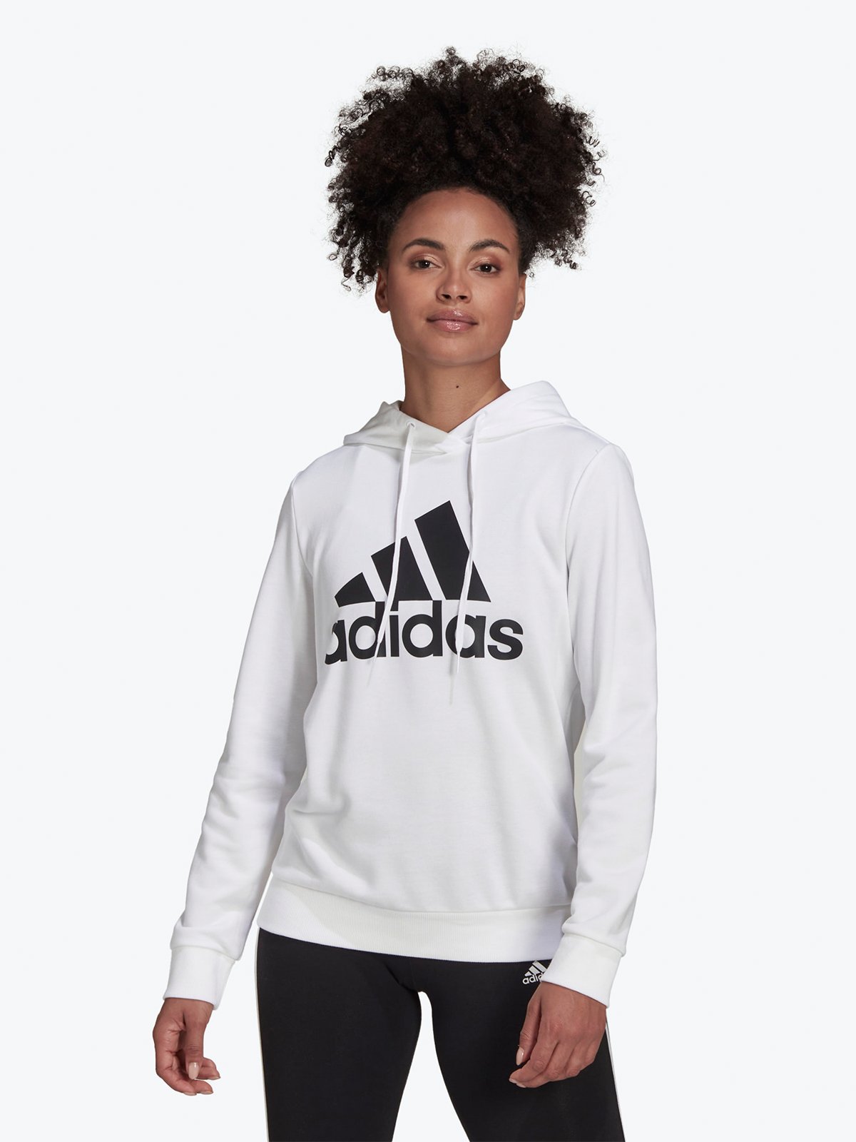 adidas Big Logo French Teddy Hoodie White / Black
