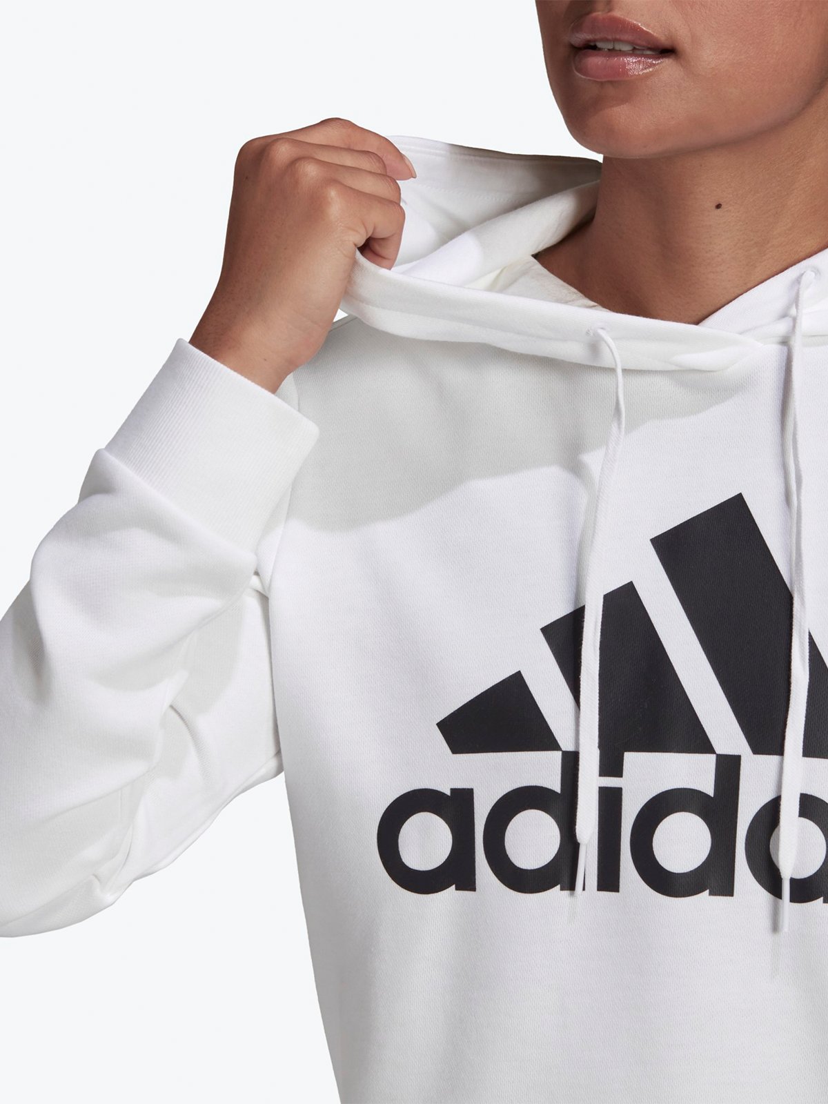 adidas Big Logo French Teddy Hoodie White / Black
