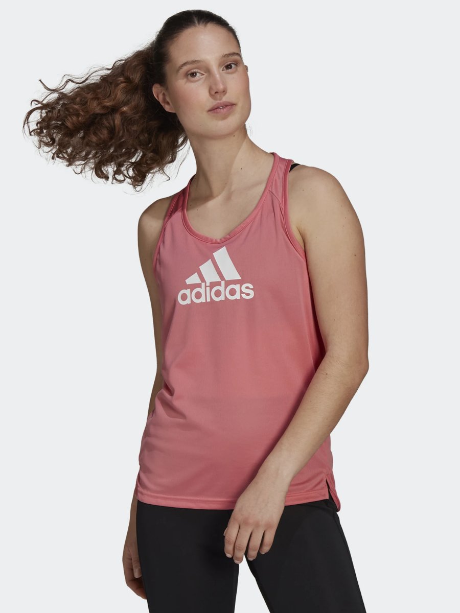 adidas Big Logo Tank Hazy Rose / White