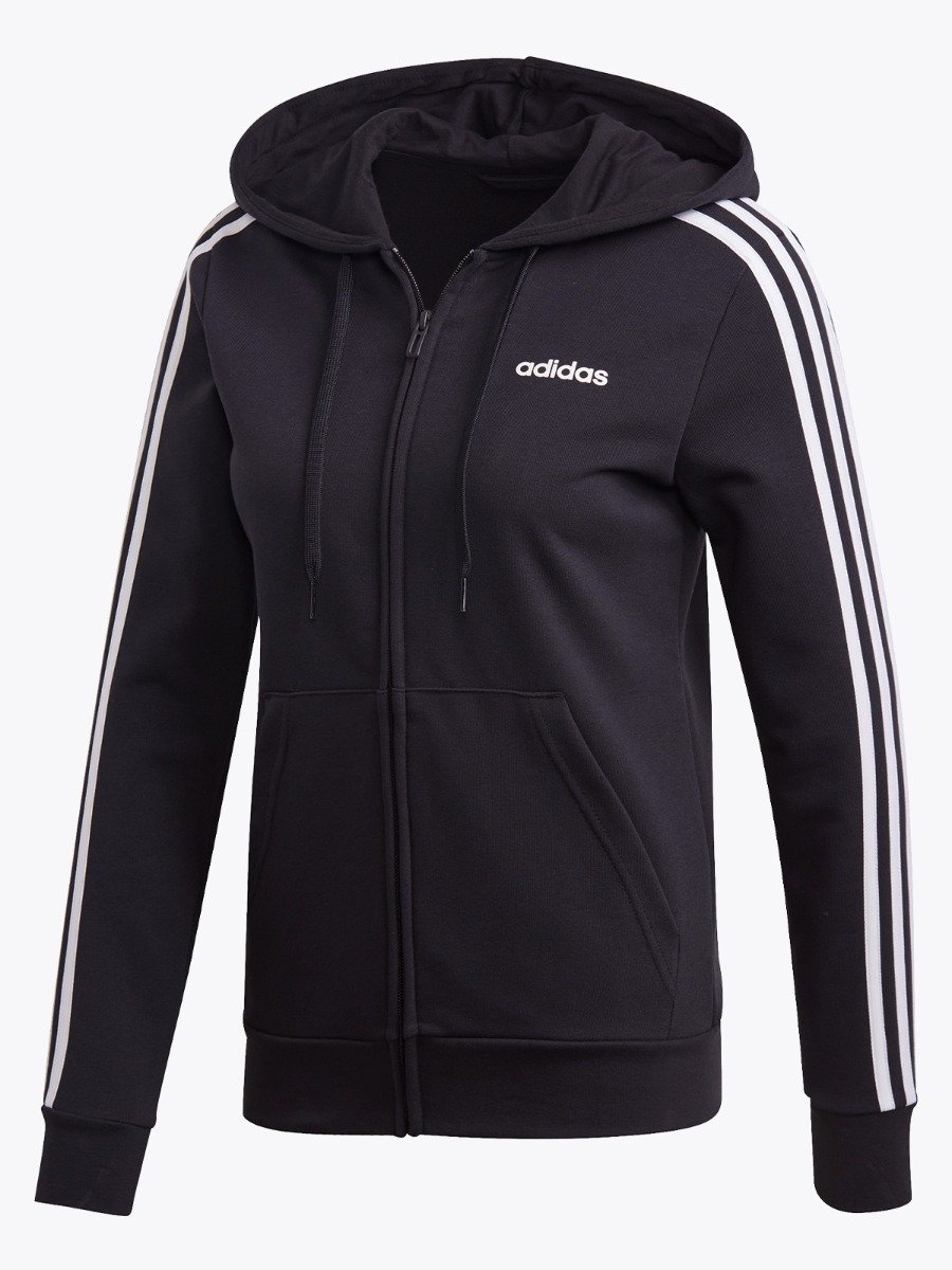 adidas 3 stripes Fullzip Hoodie Black/ White