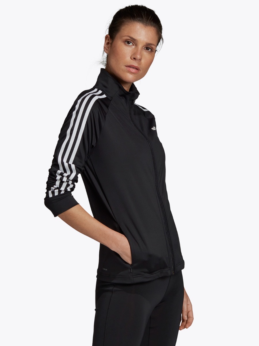 adidas 3 stripes Designed to Move Sport Track Top Black/ White