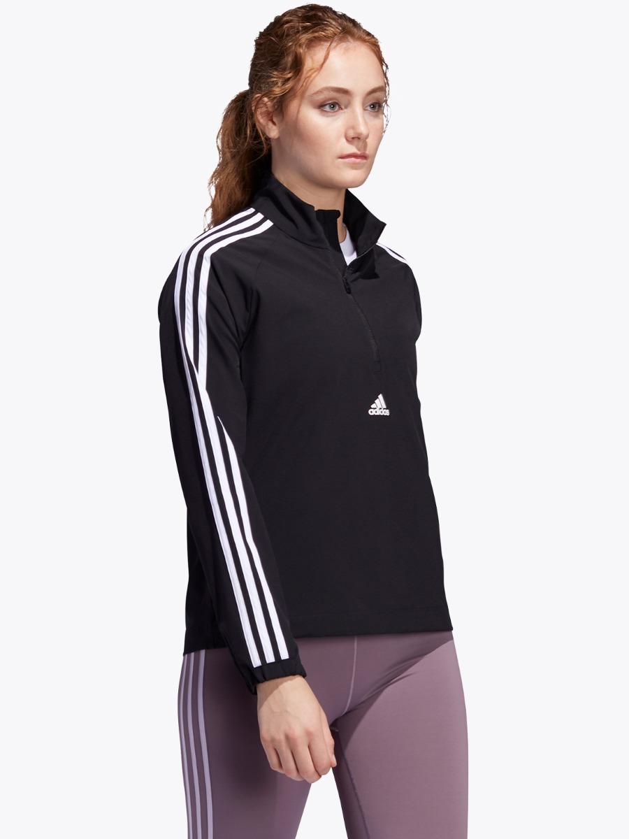 adidas Woven 3 stripes Training Half Zip Black/ White