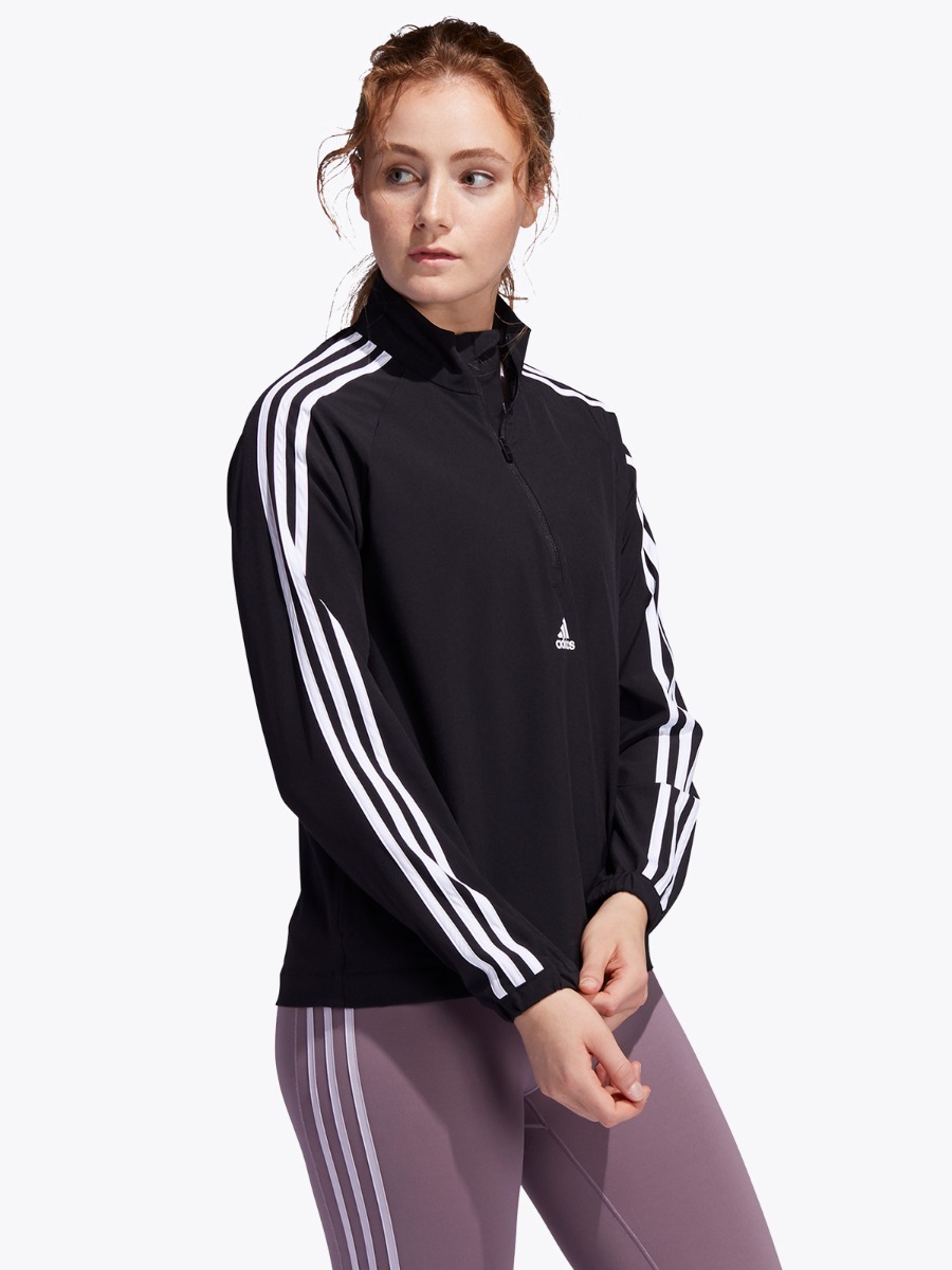 adidas Woven 3 stripes Training Half Zip Black/ White