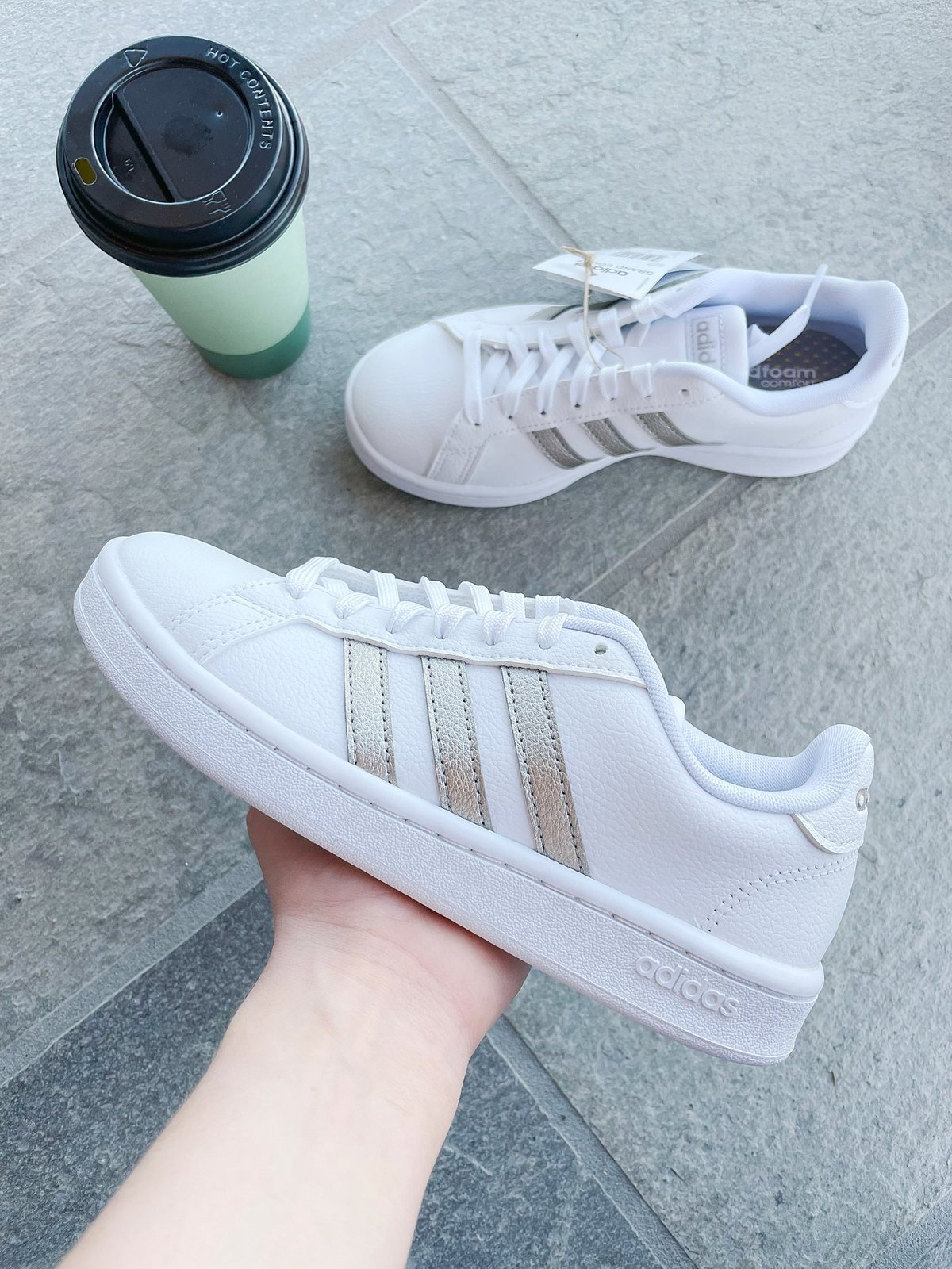 adidas Grand Court Cloud White / Platin Metallic / Cloud White