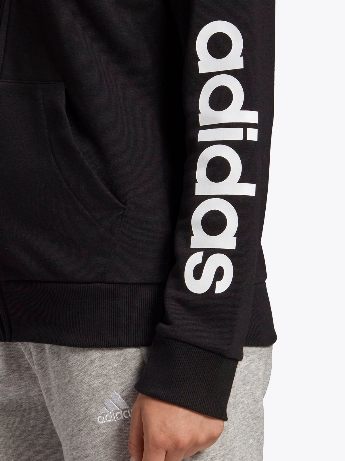 adidas Linear Full Zip Hoodie Black / White