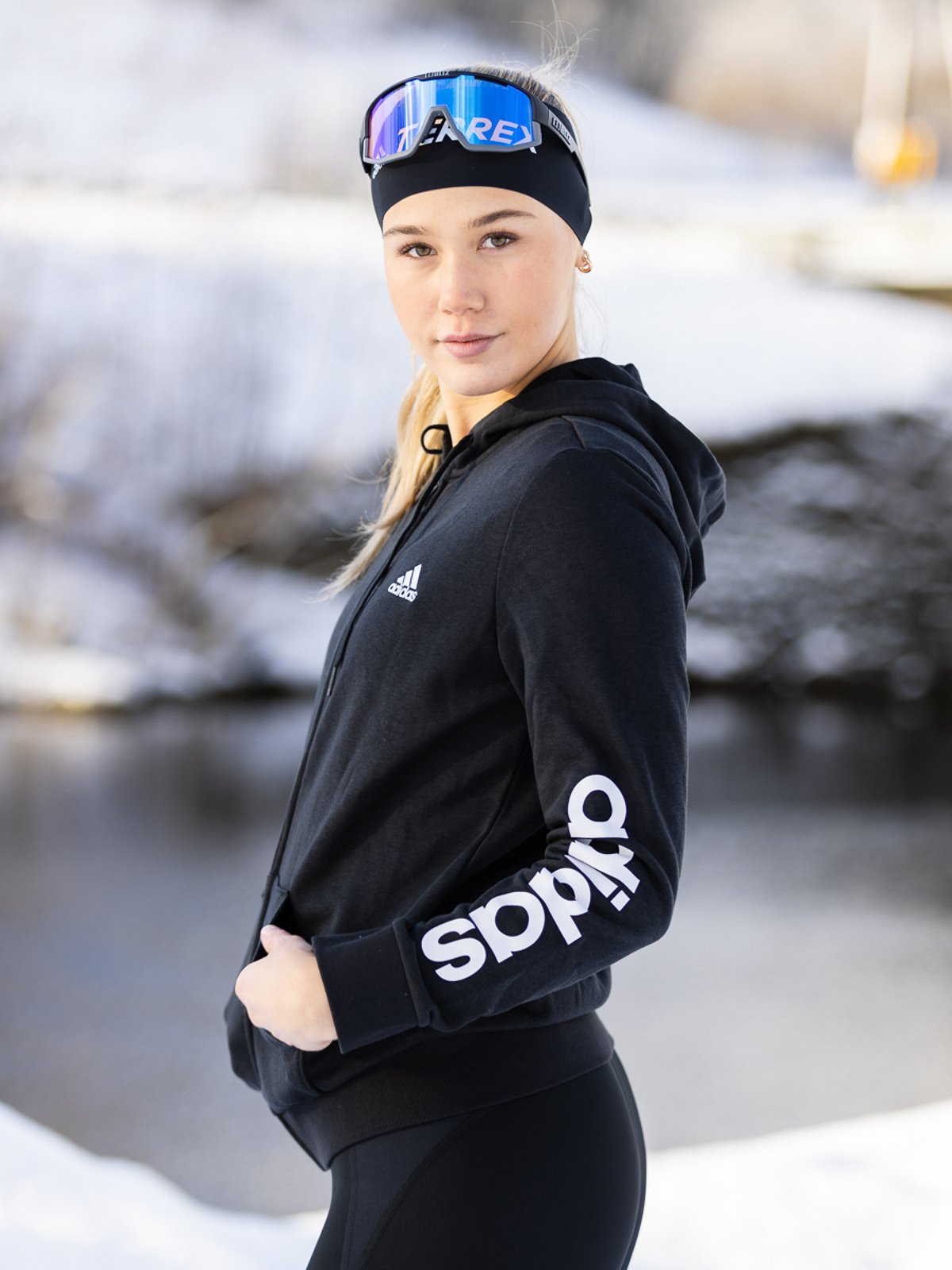 adidas Linear Full Zip Hoodie Black / White