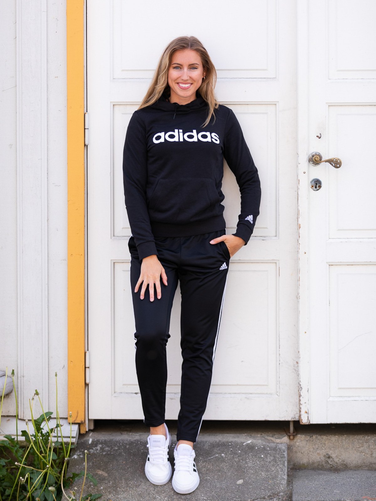 adidas Linear French Terry Hoodie Black / White