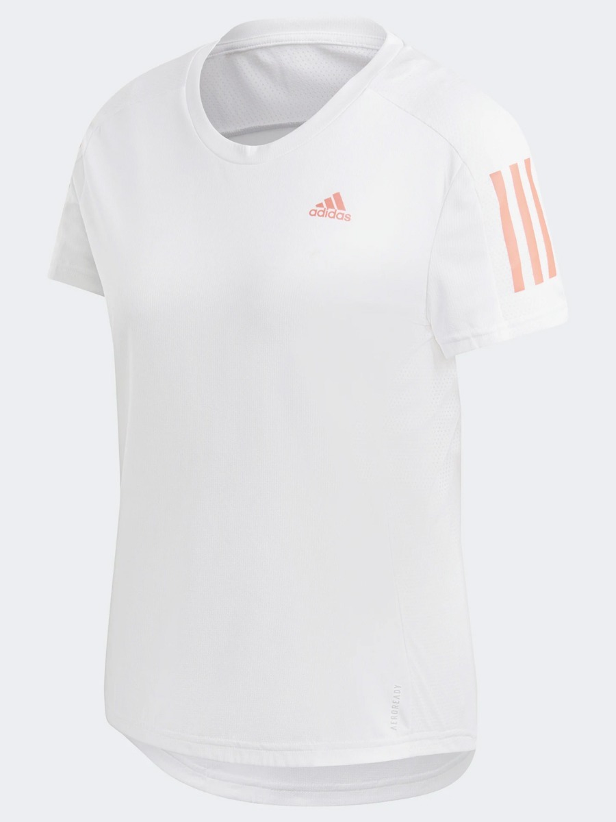 adidas Own The Run Tee White/ Signal Pink/ Coral