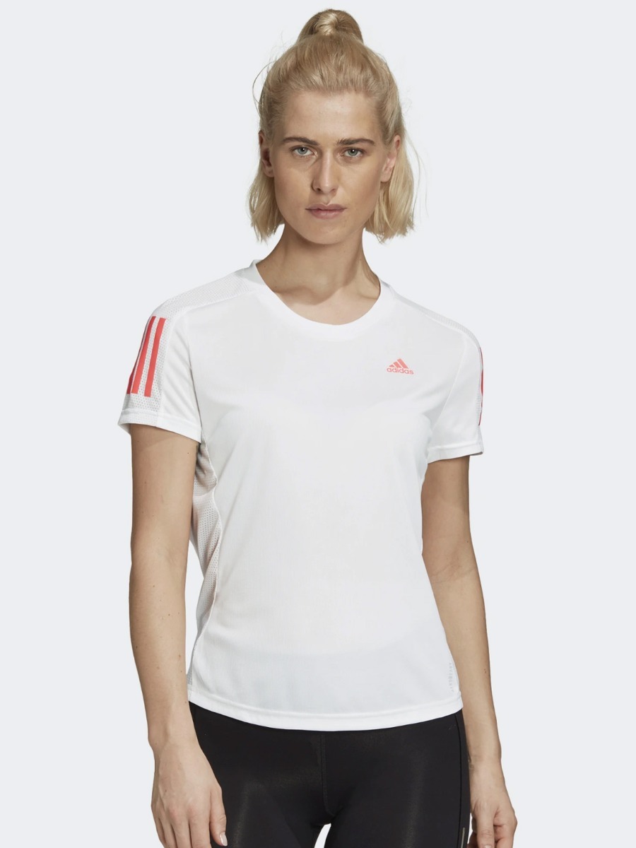 adidas Own The Run Tee White/ Signal Pink/ Coral