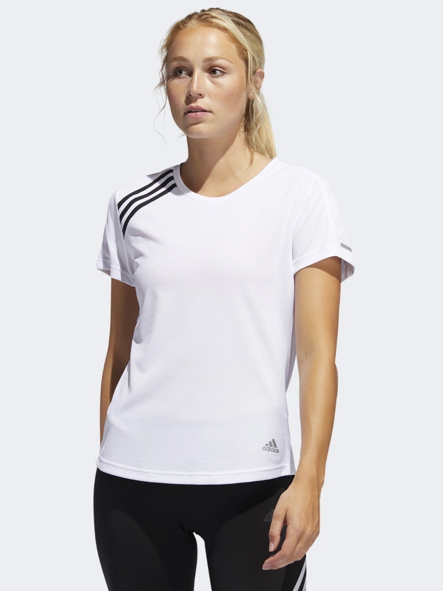 adidas Run It Tee 3 Stripes White