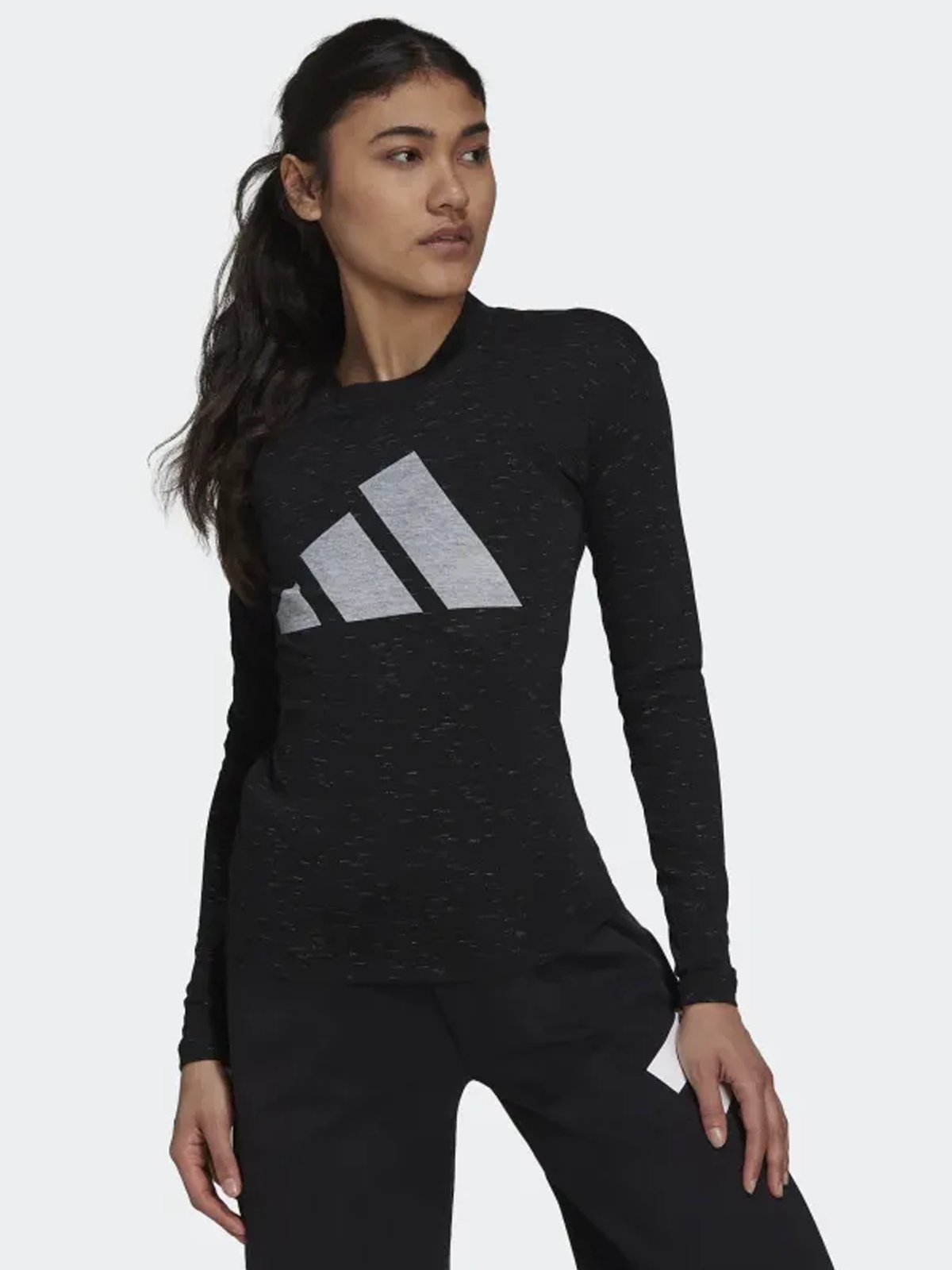 adidas Winner Tee Long Sleeve Black Melange