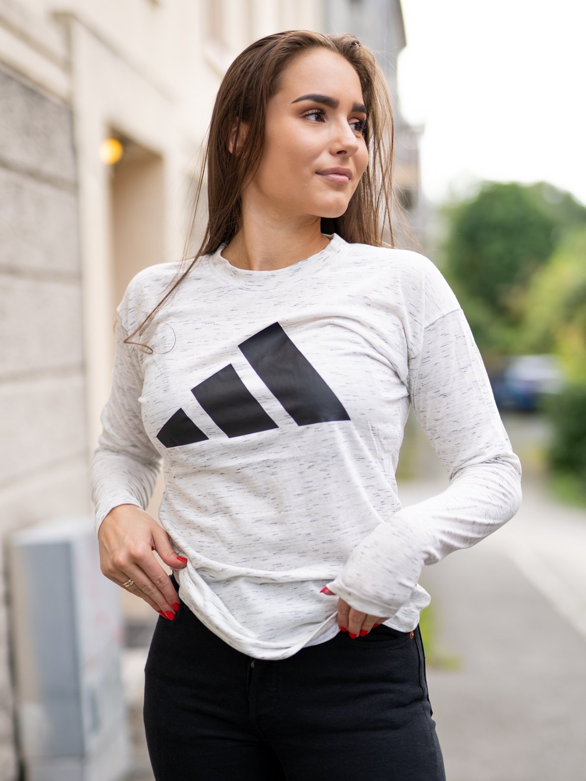 adidas Winner Tee Long Sleeve White Melange