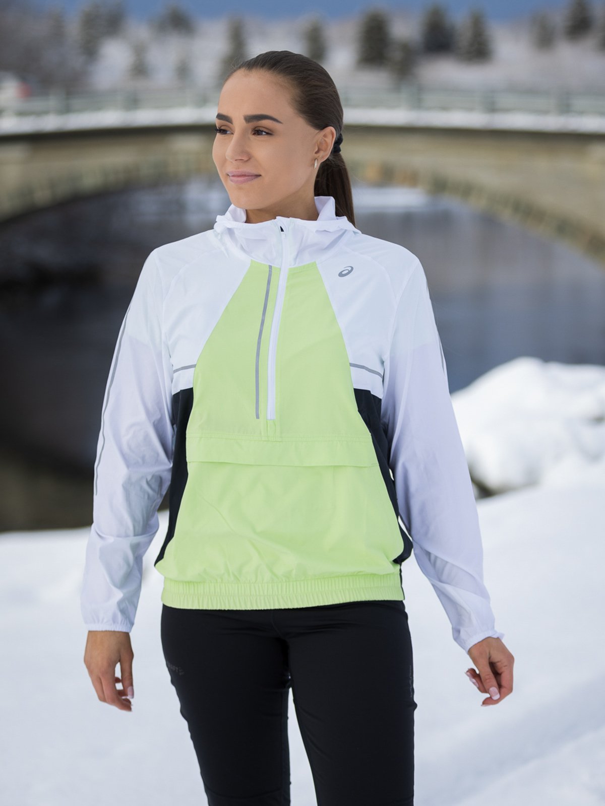 ASICS Lite-Show Jacket Brilliant White/Lime Green