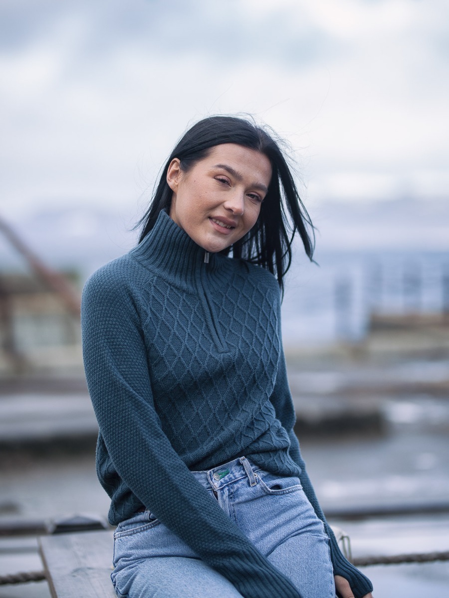 Twentyfour Mellow Half Zip Ullgenser Blågrå