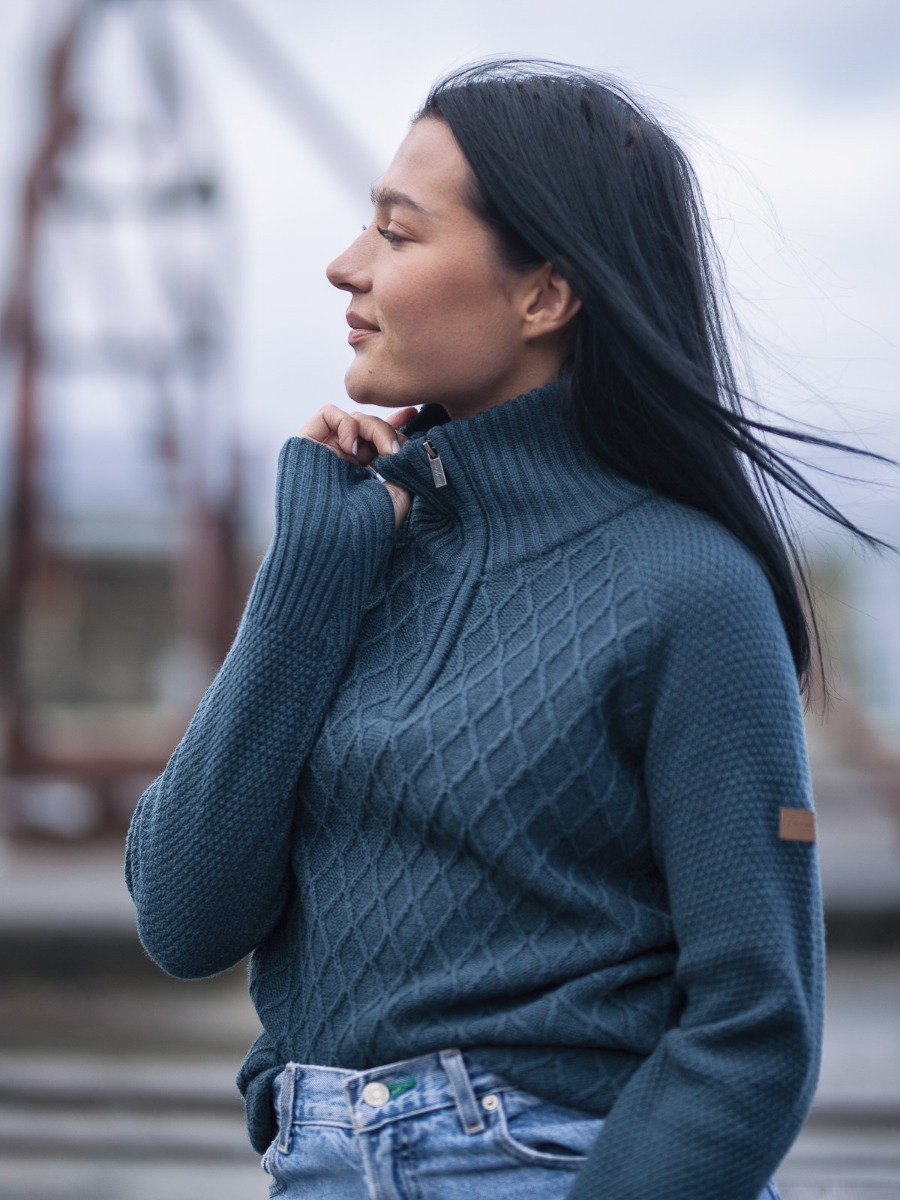 Twentyfour Mellow Half Zip Ullgenser Blågrå