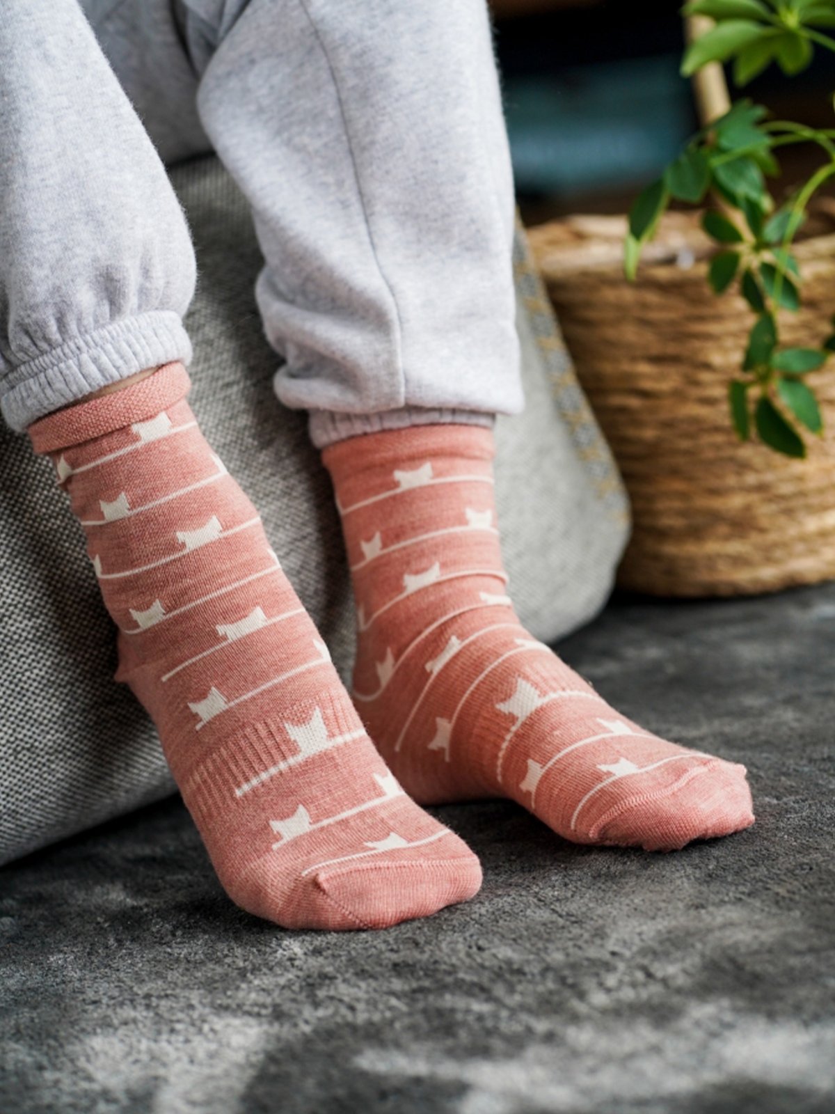 Kattnakken Ullsokk 3-pakk med mønster Barn Kjærleik