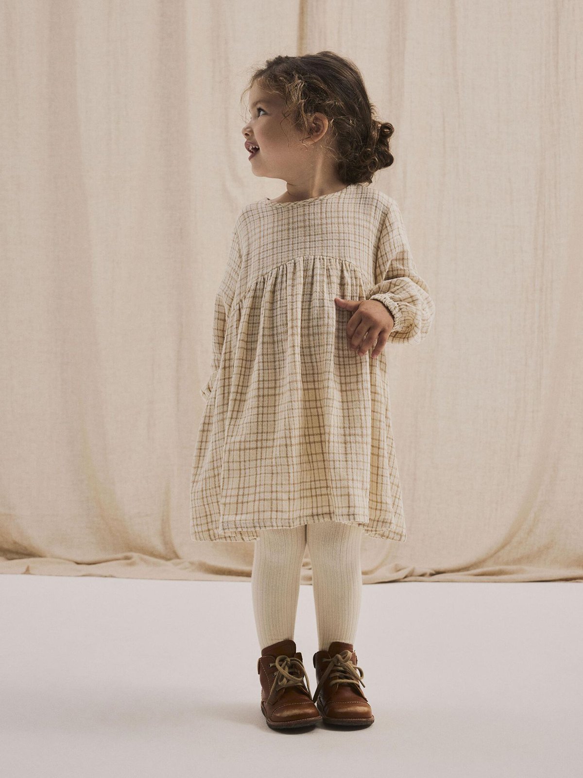 Lil- Atelier Kaley Long Sleeve Loose Dress Lemon Icing