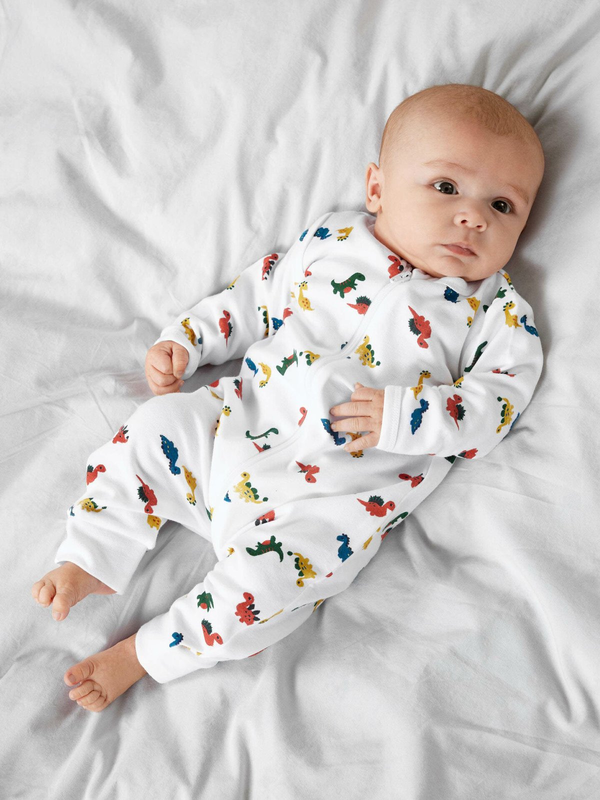 Name It Nightsuit Zip Bright White Dino Bright White