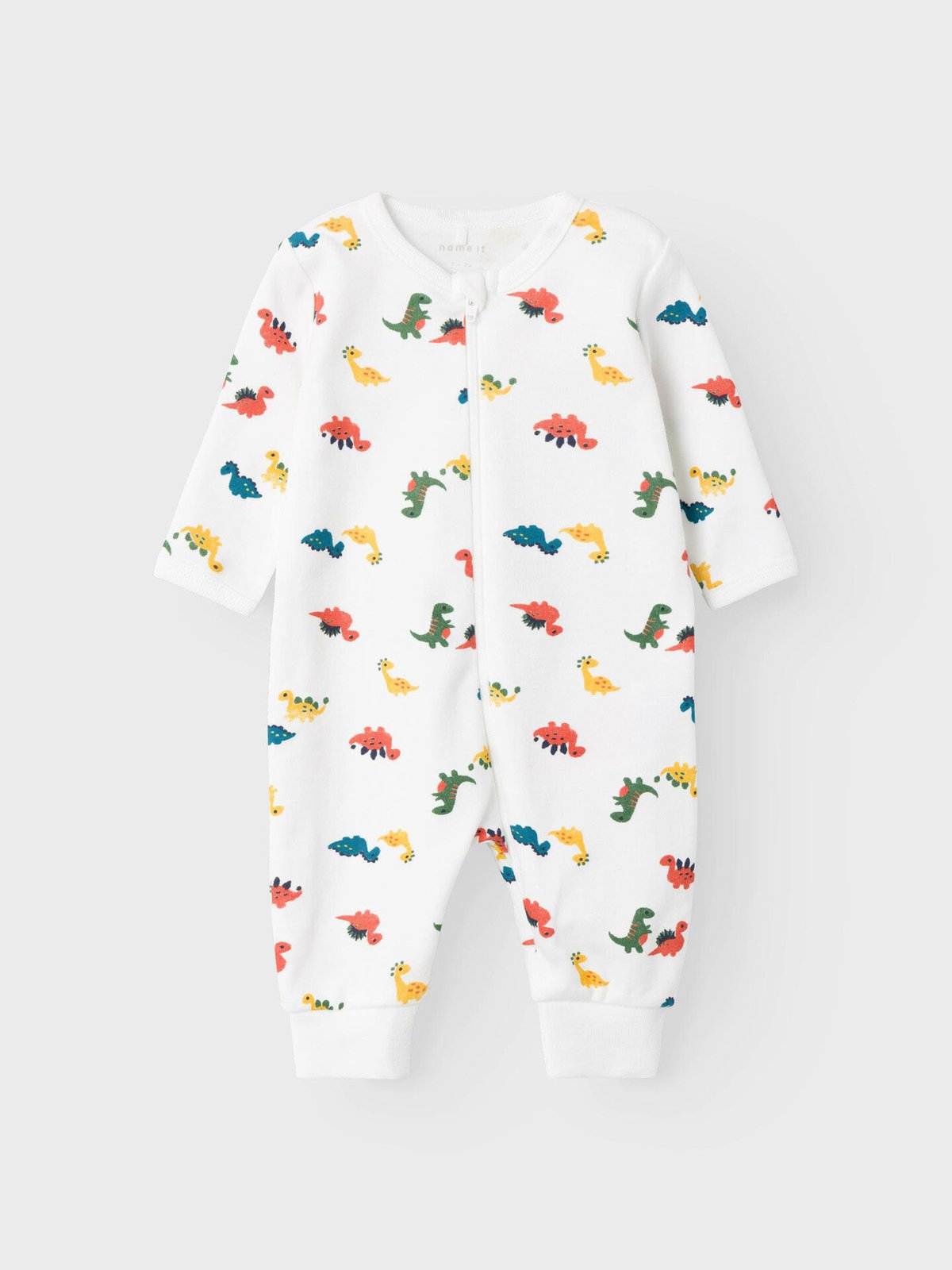 Name It Nightsuit Zip Bright White Dino Bright White