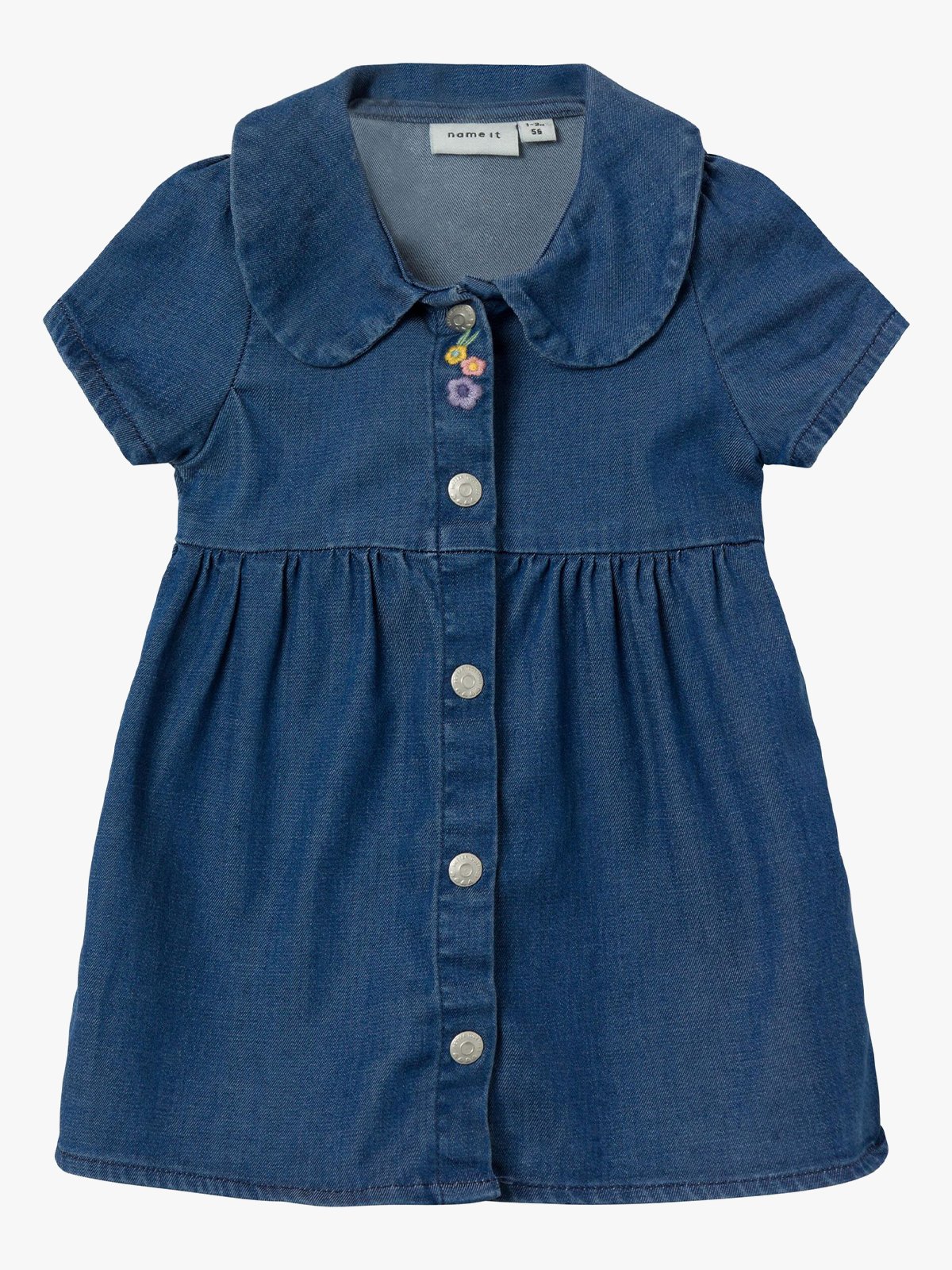 Name It Fliva Short Sleeve Denim Dress Dark Blue Denim