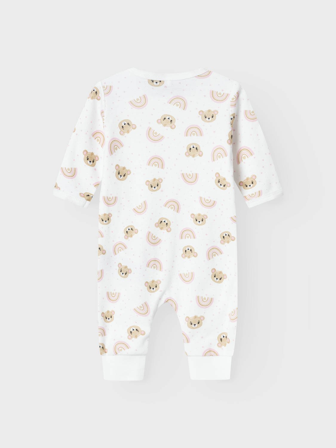 Name It Nightsuit Zip Orchid Pink Teddy Bright White