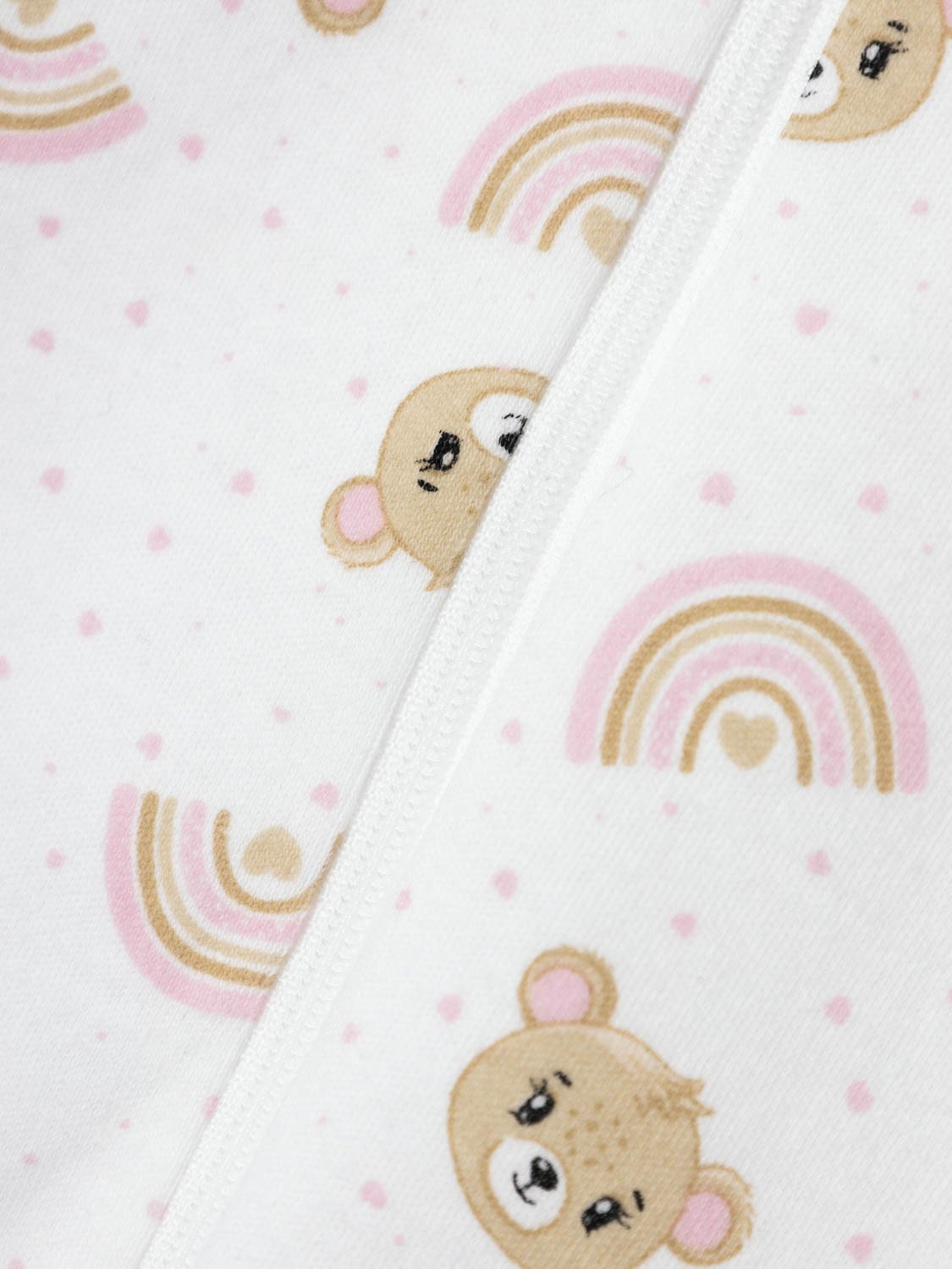 Name It Nightsuit Zip Orchid Pink Teddy Bright White