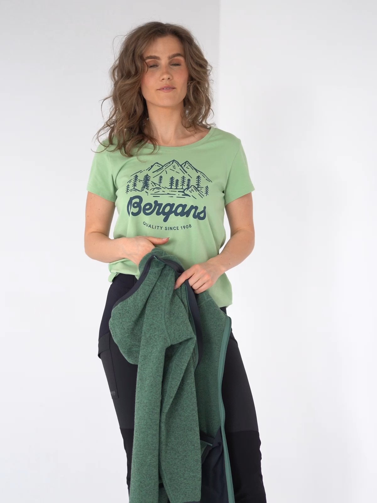 Bergans Kamphaug Knitted Hoodie Dark Jade Green