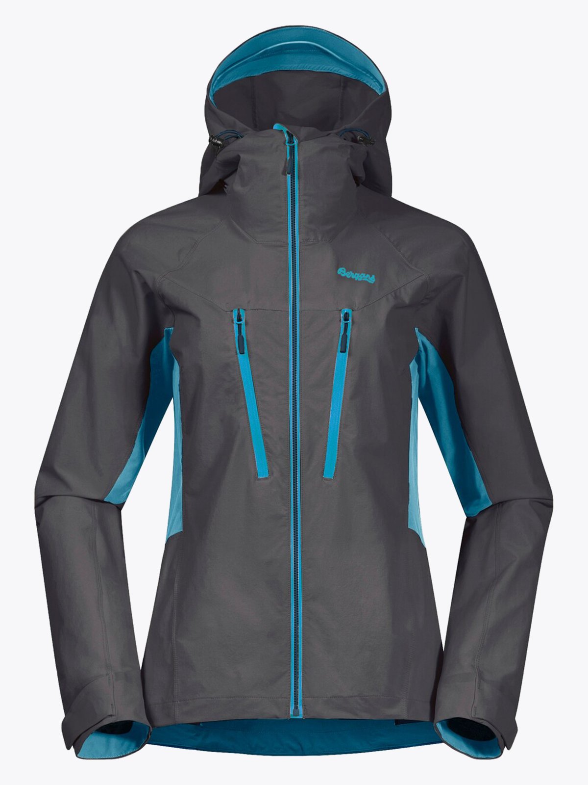 Bergans Cecilie Mountain Softshell Jacket Solid Dark Grey / Clear Ice Blue
