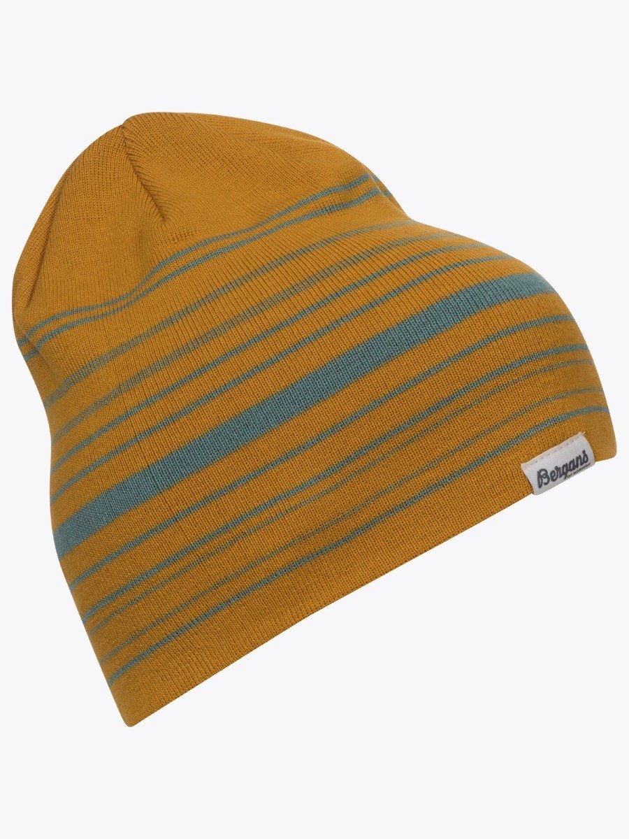 Bergans Striped Beanie Golden Yellow / Light Forest Frost
