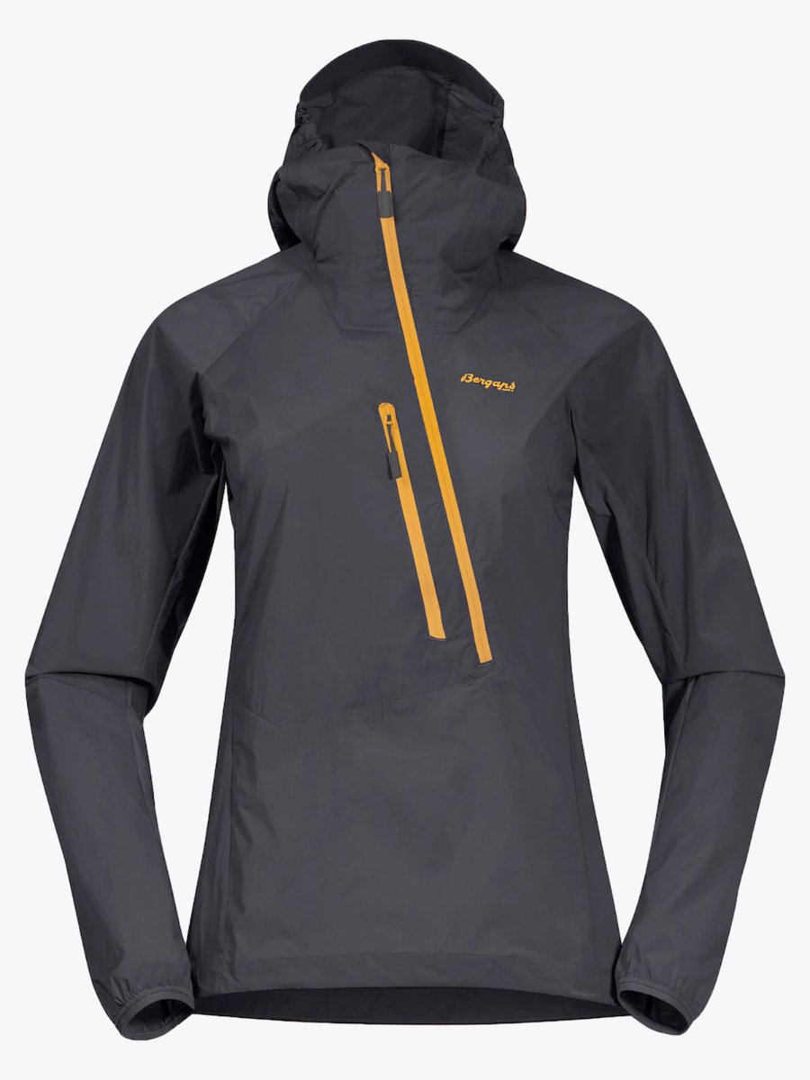 Bergans Cecilie Wind Anorak Solid Dark Grey / Light Golden Yellow