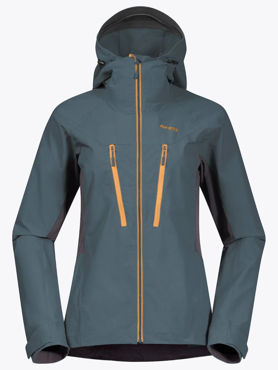 Bergans Cecilie Mountain Softshell Jacket Forest Frost / Solid Dark Grey / Golden Yellow