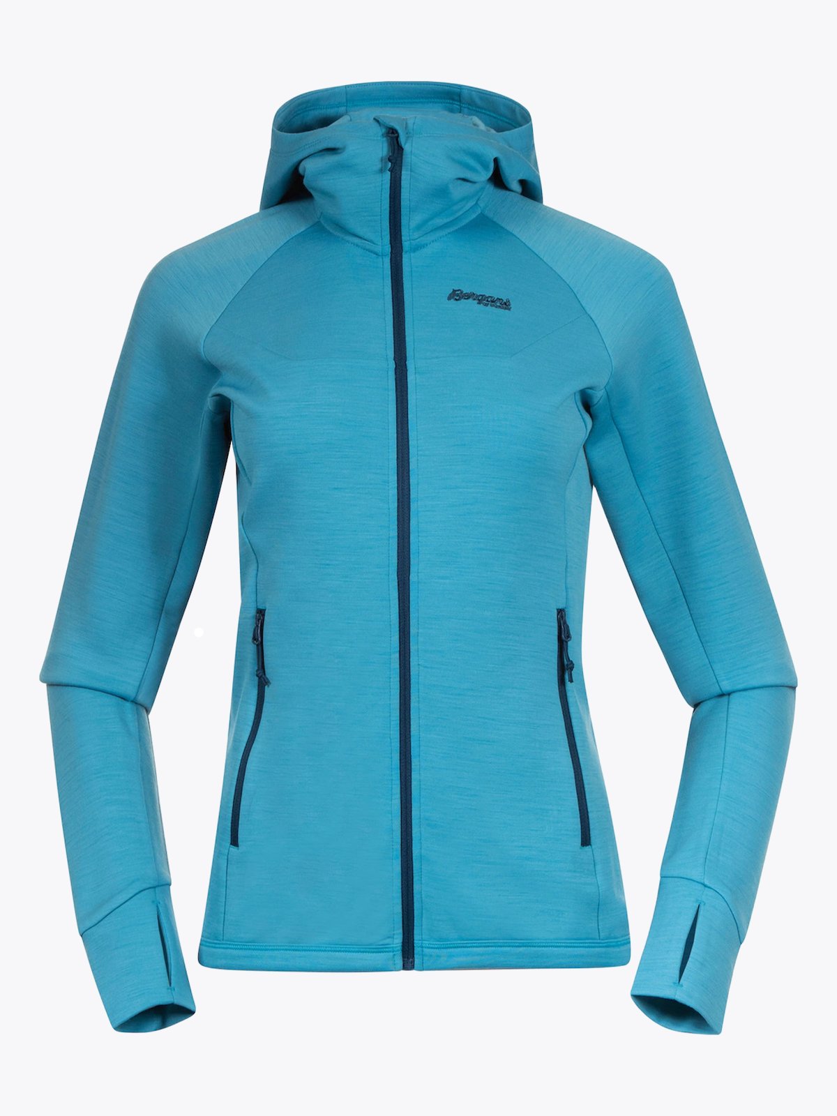 Bergans Cecilie Wool Hood Jacket Clear Ice Blue