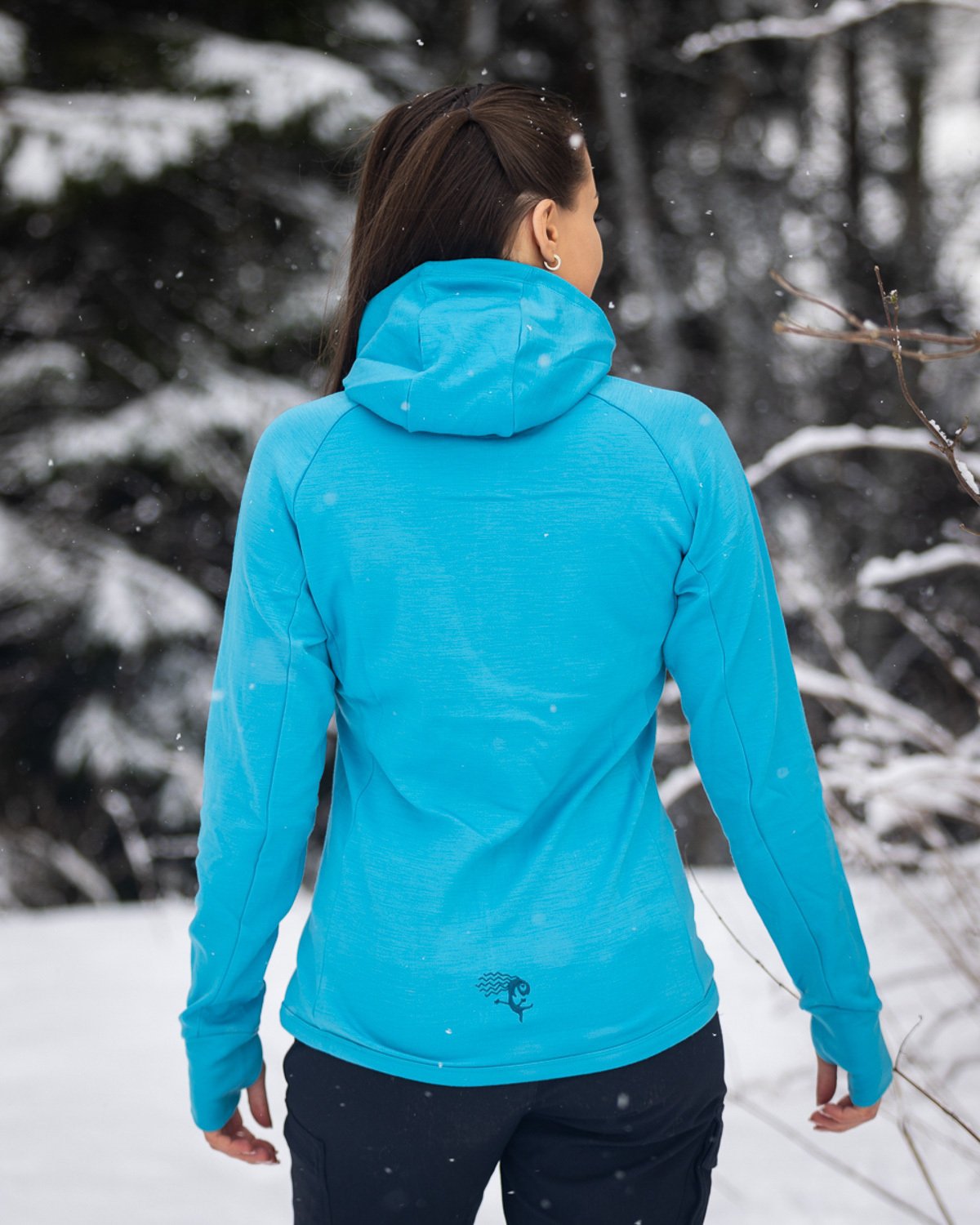 Bergans Cecilie Wool Hood Jacket Clear Ice Blue