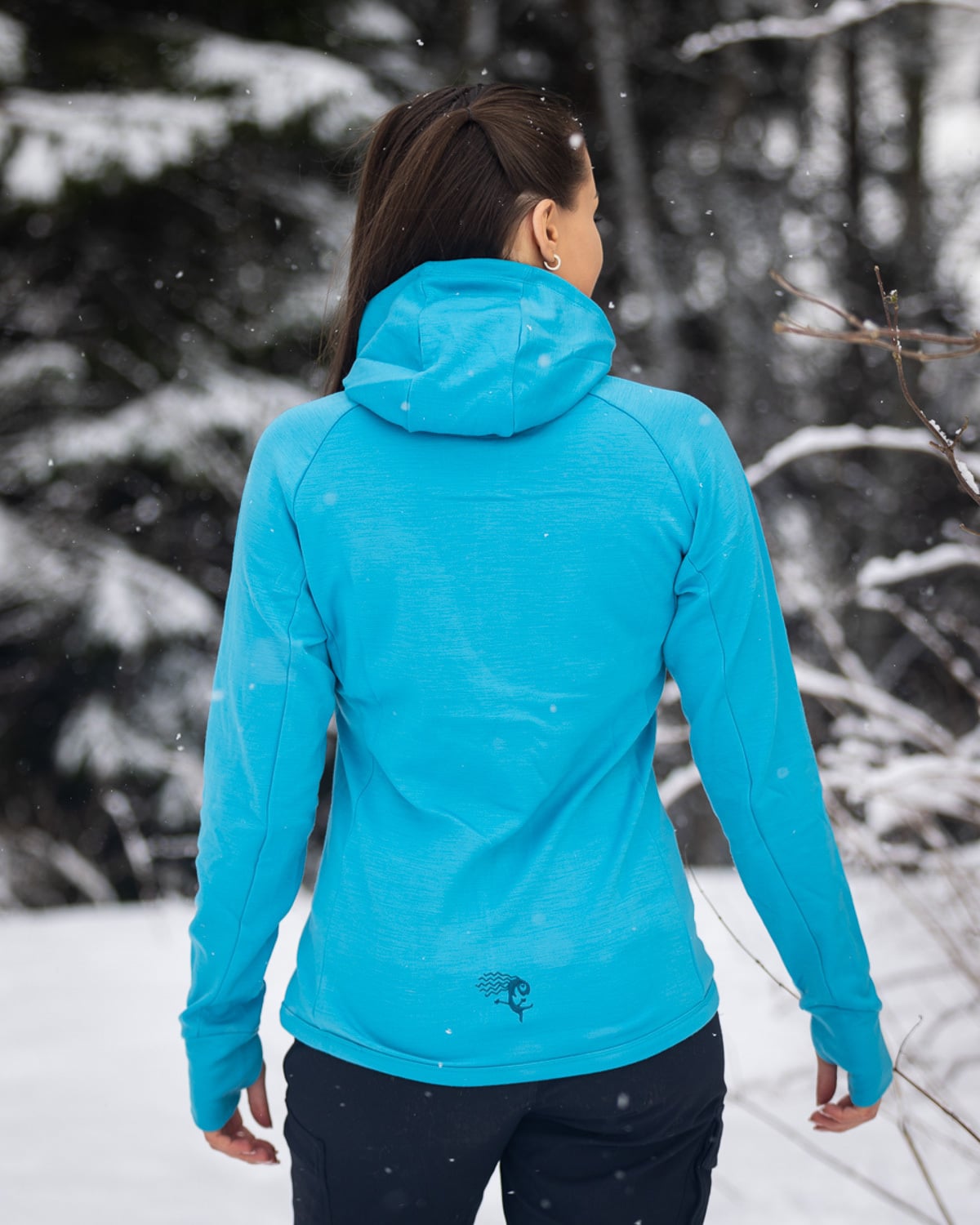 Bergans Cecilie Wool Hood Jacket Clear Ice Blue