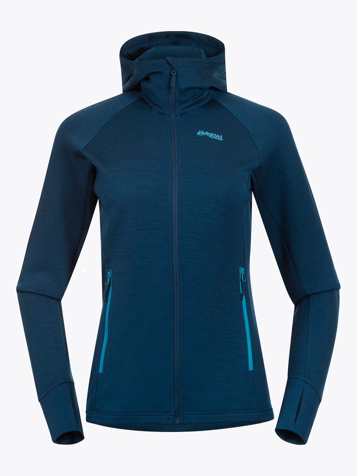 Bergans Cecilie Wool Hood Jacket Deep Sea Blue