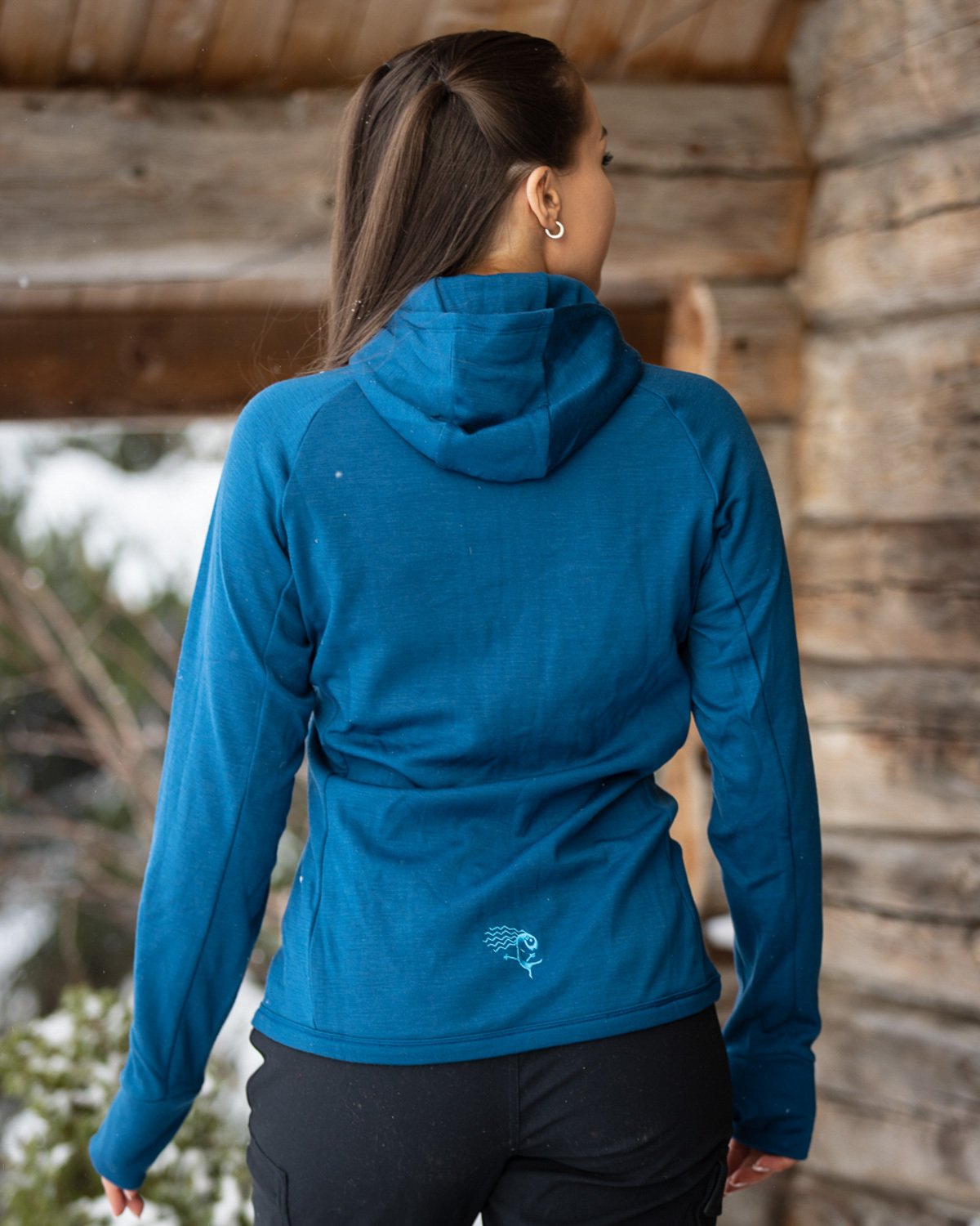 Bergans Cecilie Wool Hood Jacket Deep Sea Blue