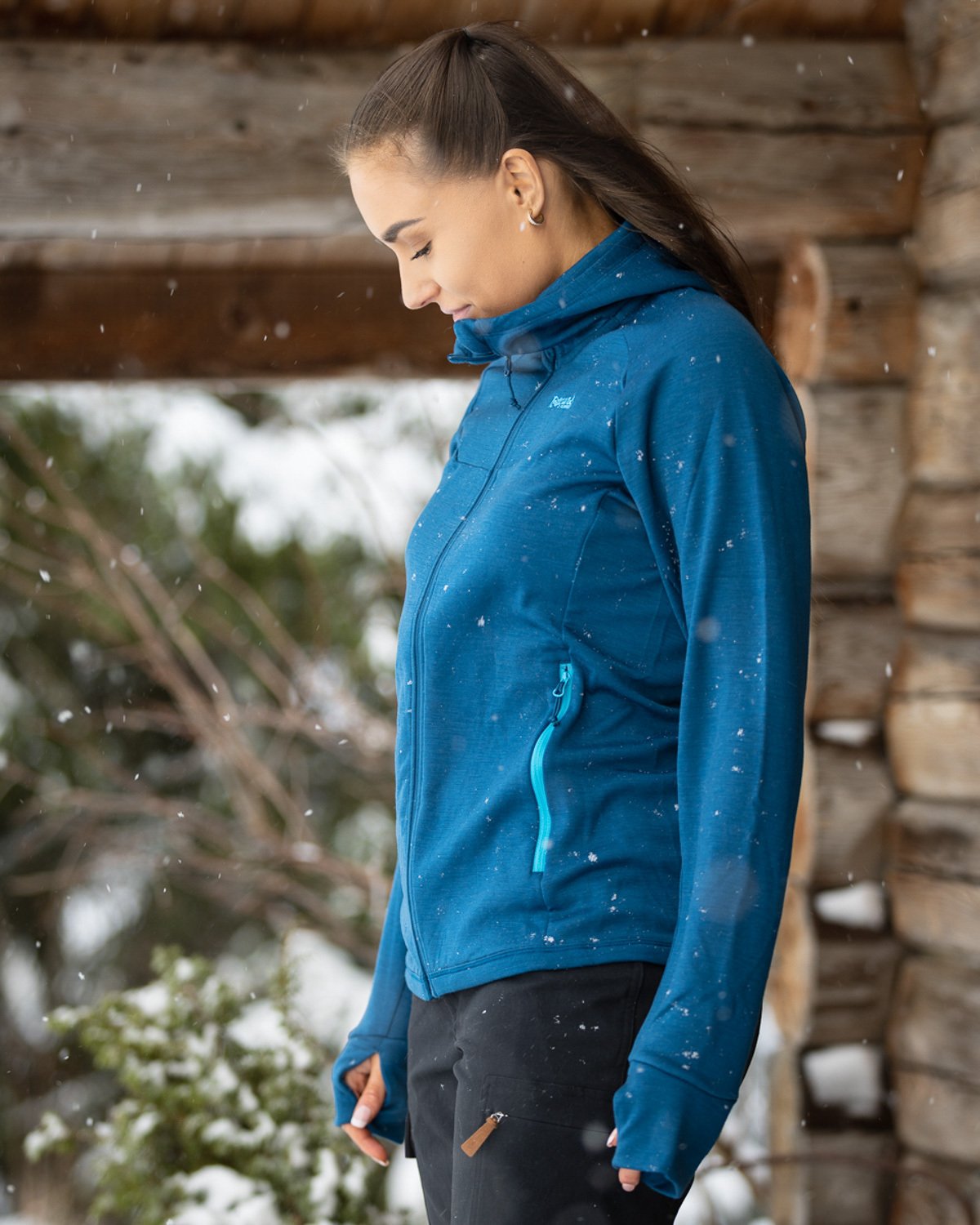 Bergans Cecilie Wool Hood Jacket Deep Sea Blue