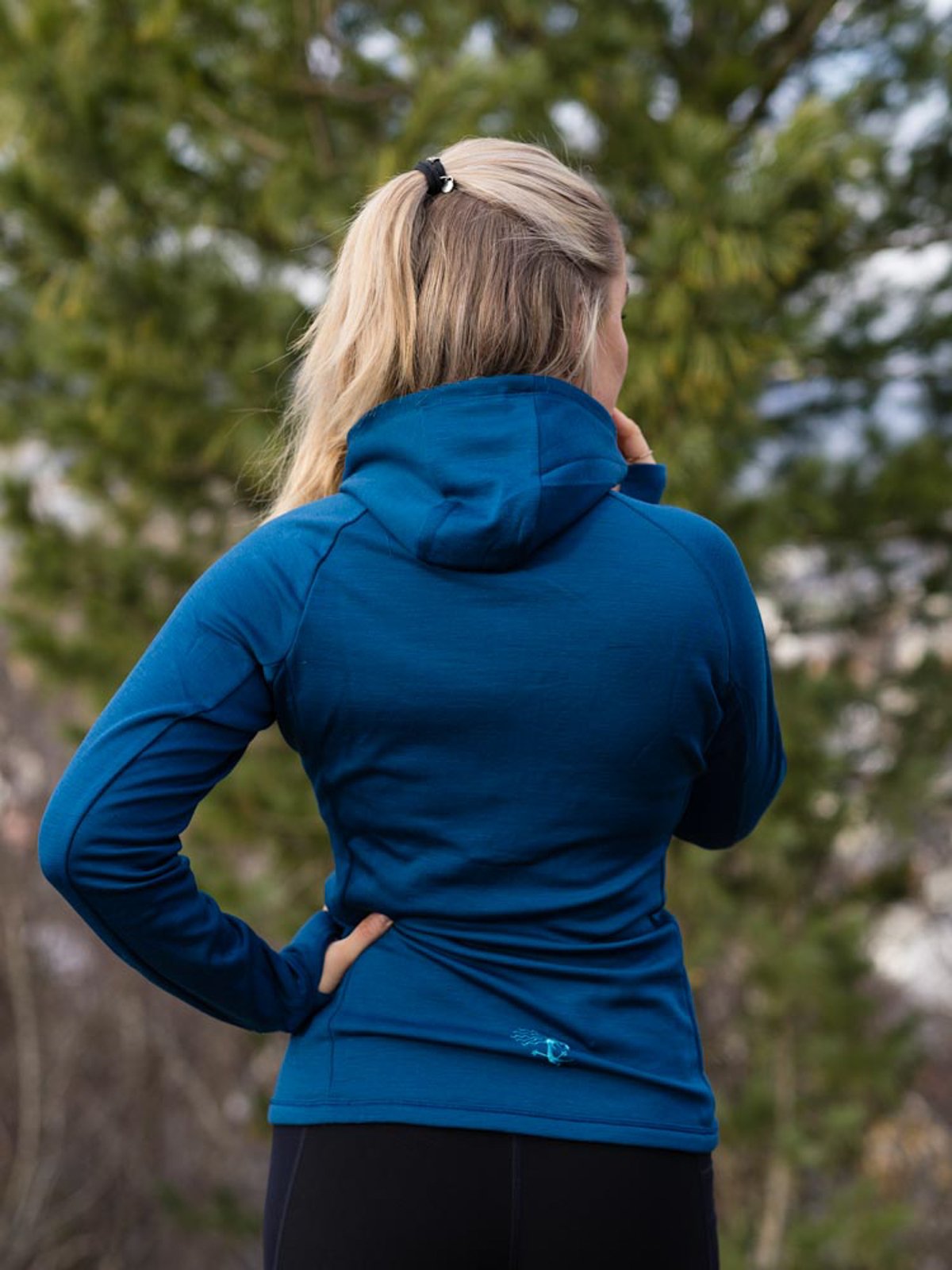 Bergans Cecilie Wool Hood Jacket Deep Sea Blue