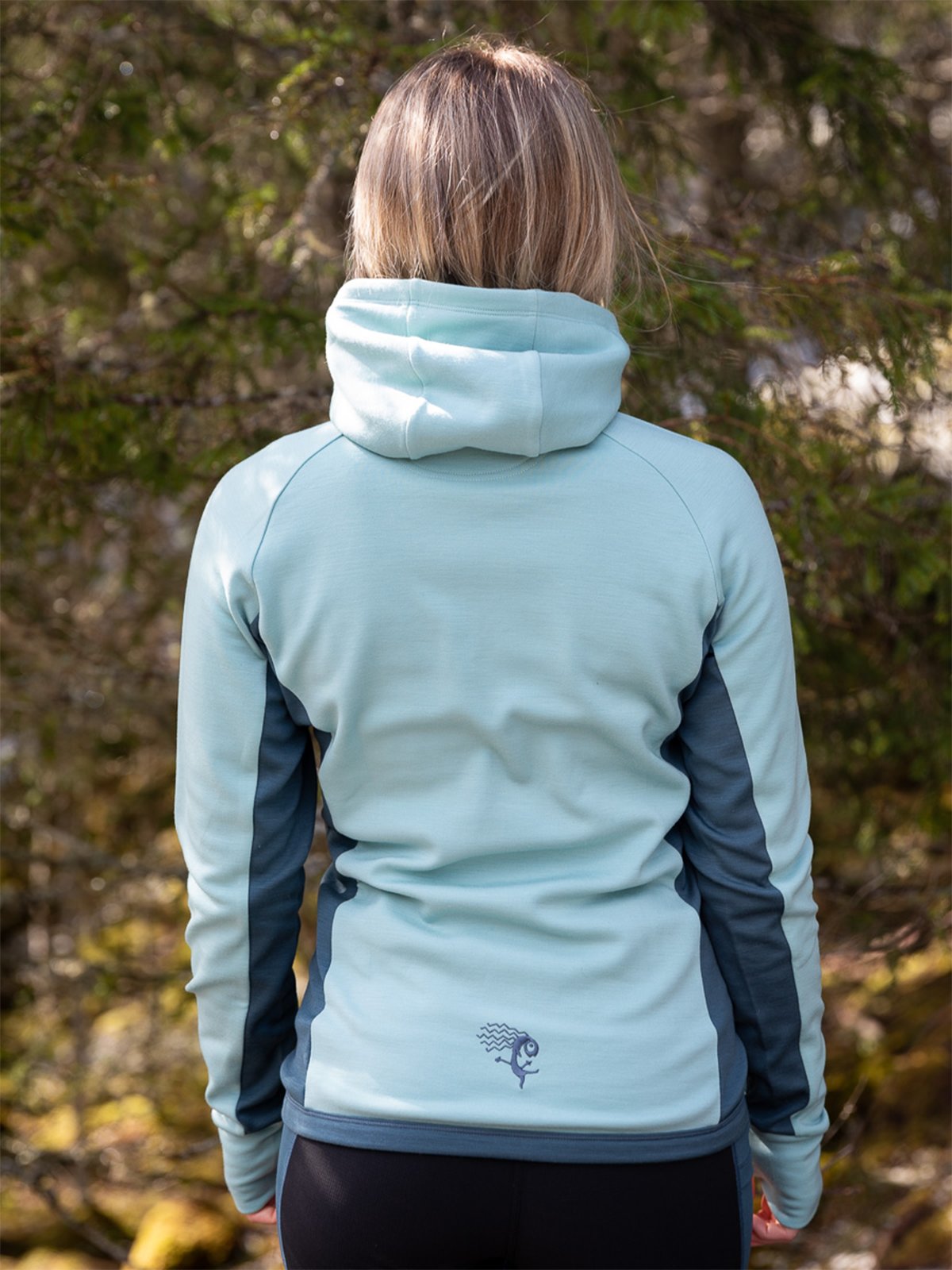 Bergans Cecilie Wool Hood Jacket Misty Forest / Orion Blue