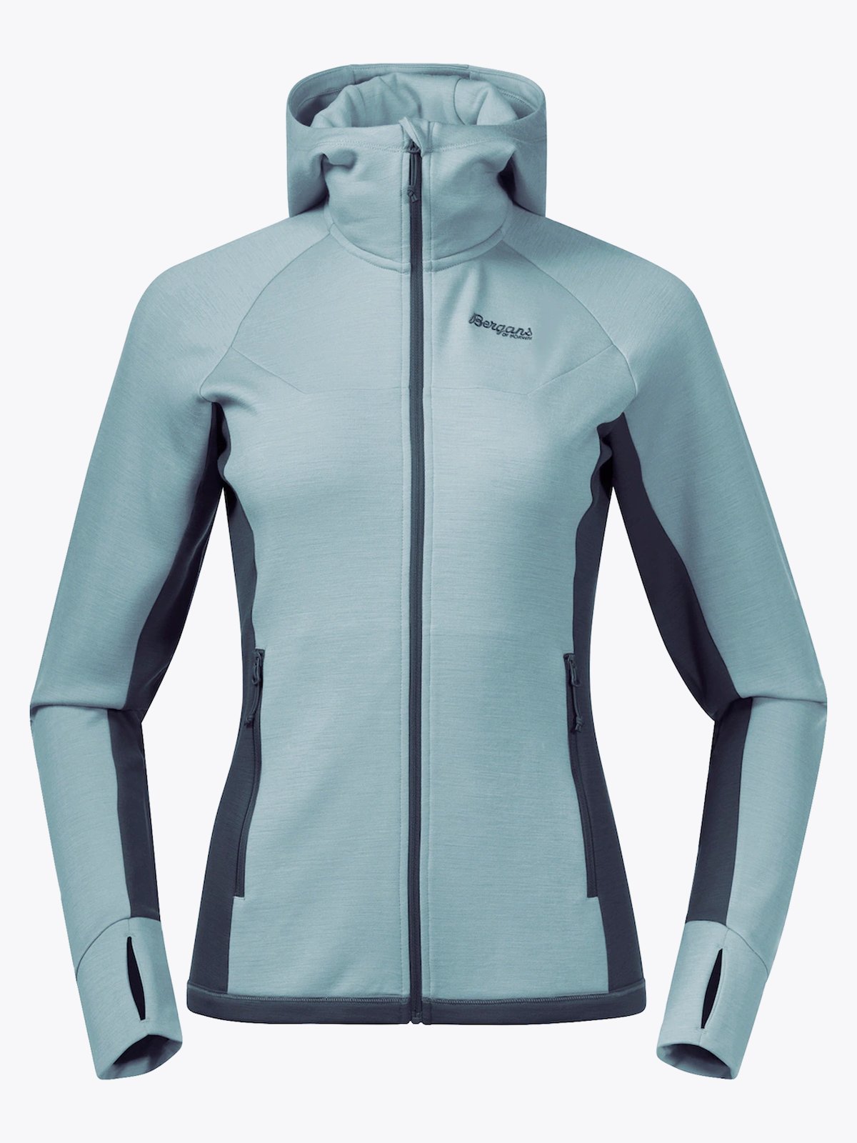 Bergans Cecilie Wool Hood Jacket Misty Forest / Orion Blue