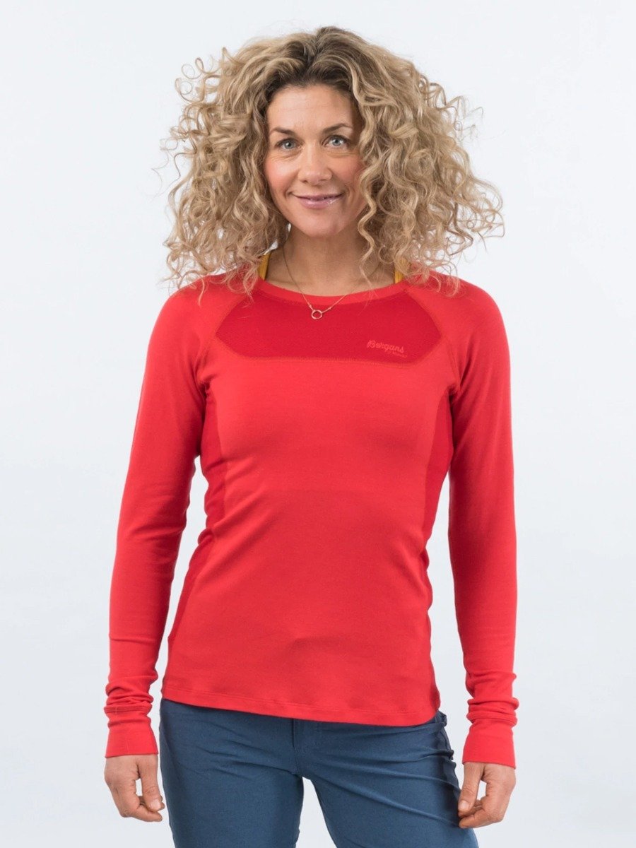 Bergans Cecilie Wool Long Sleeve Light Dahlia Red / Dahlia Red