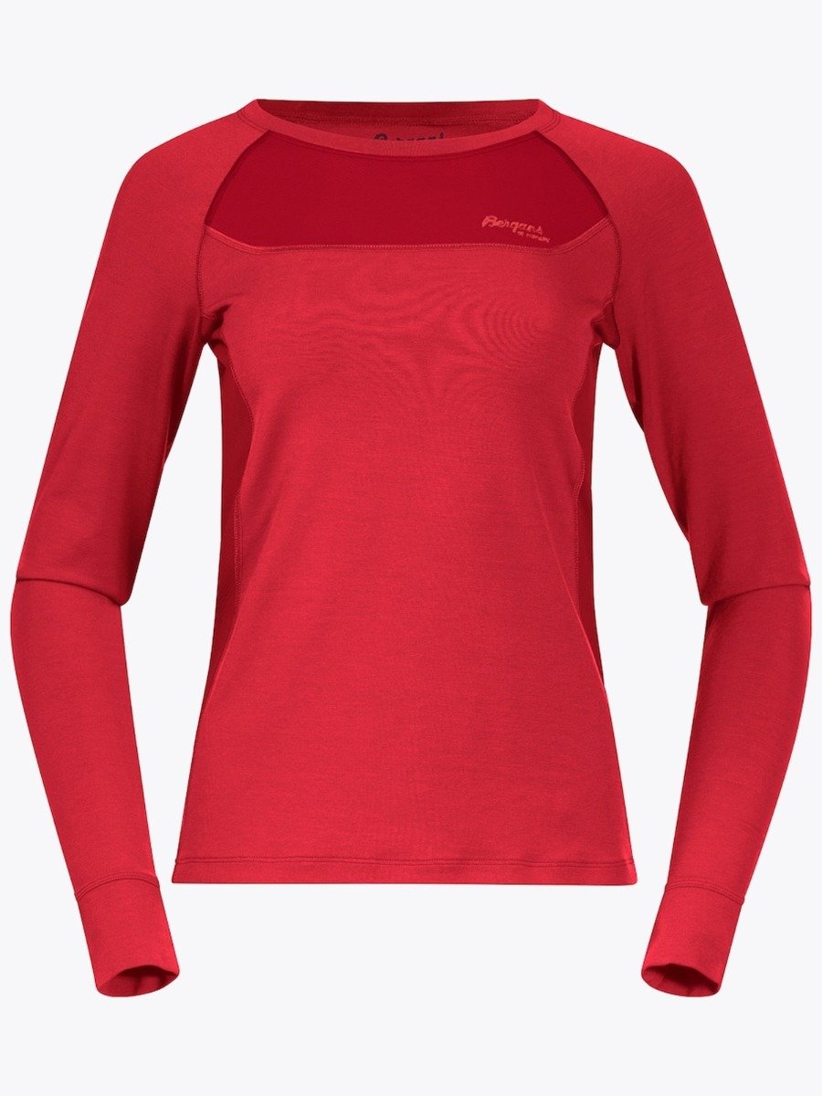 Bergans Cecilie Wool Long Sleeve Light Dahlia Red / Dahlia Red