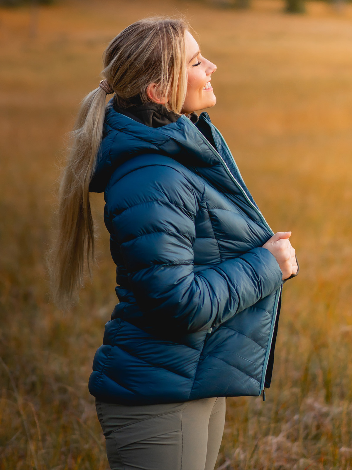 Bergans Cecilie V3 Down Jacket Orion Blue / Misty Forest
