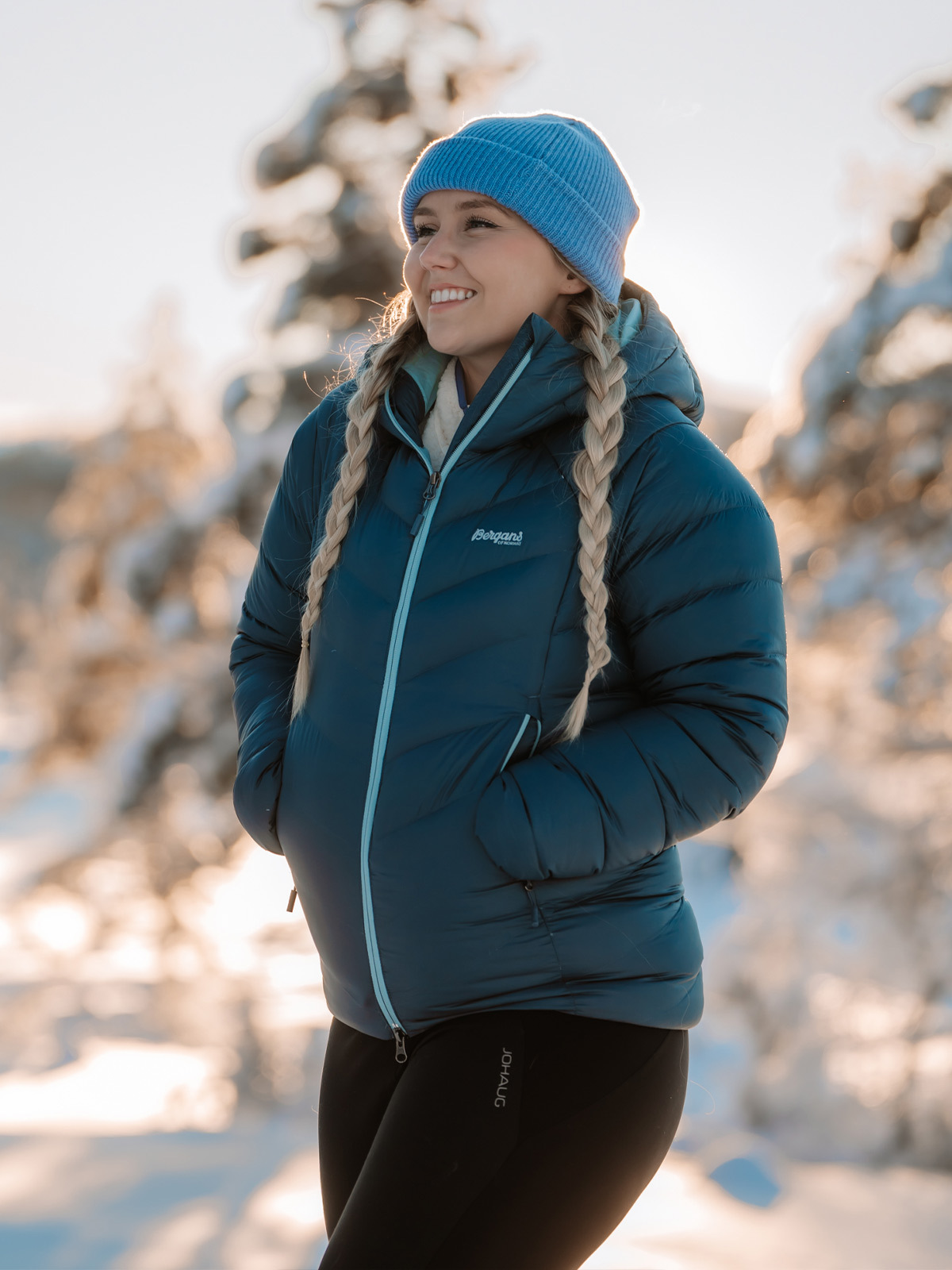 Bergans Cecilie V3 Down Jacket Orion Blue / Misty Forest
