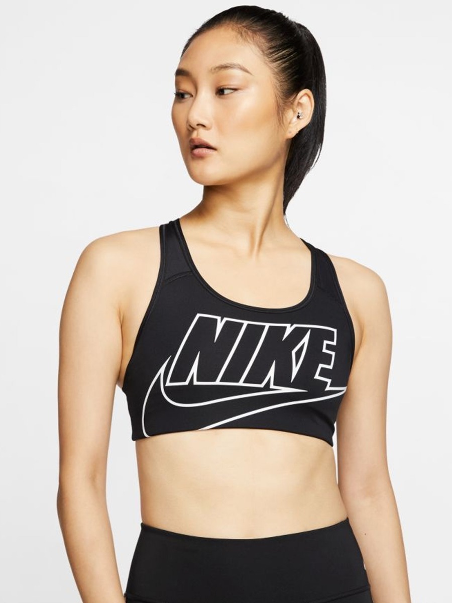 Nike Swoosh Futura Sports Bra Black/ White